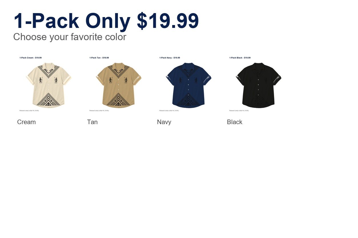 Men's tribal camp collar shirt - bundle 1pack