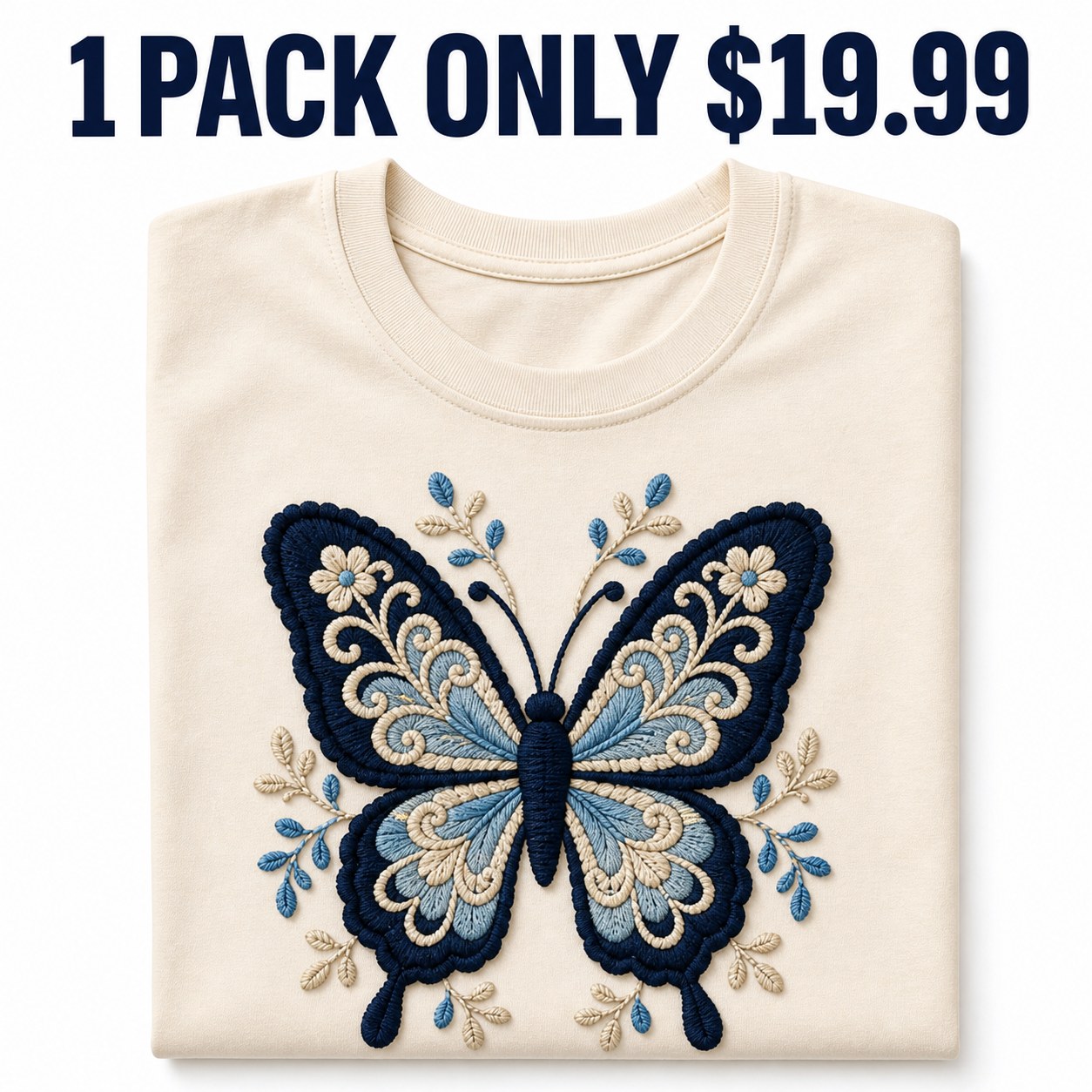 Women's crochet butterfly graphic tee - bundle 1pack