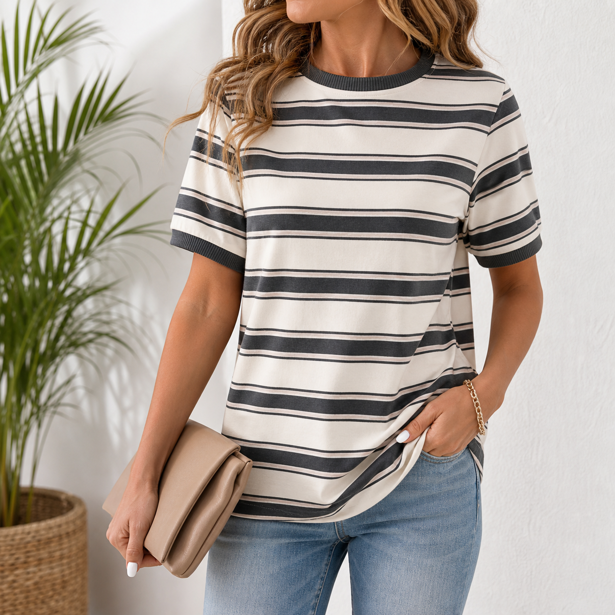 Charcoal Trim Stripe