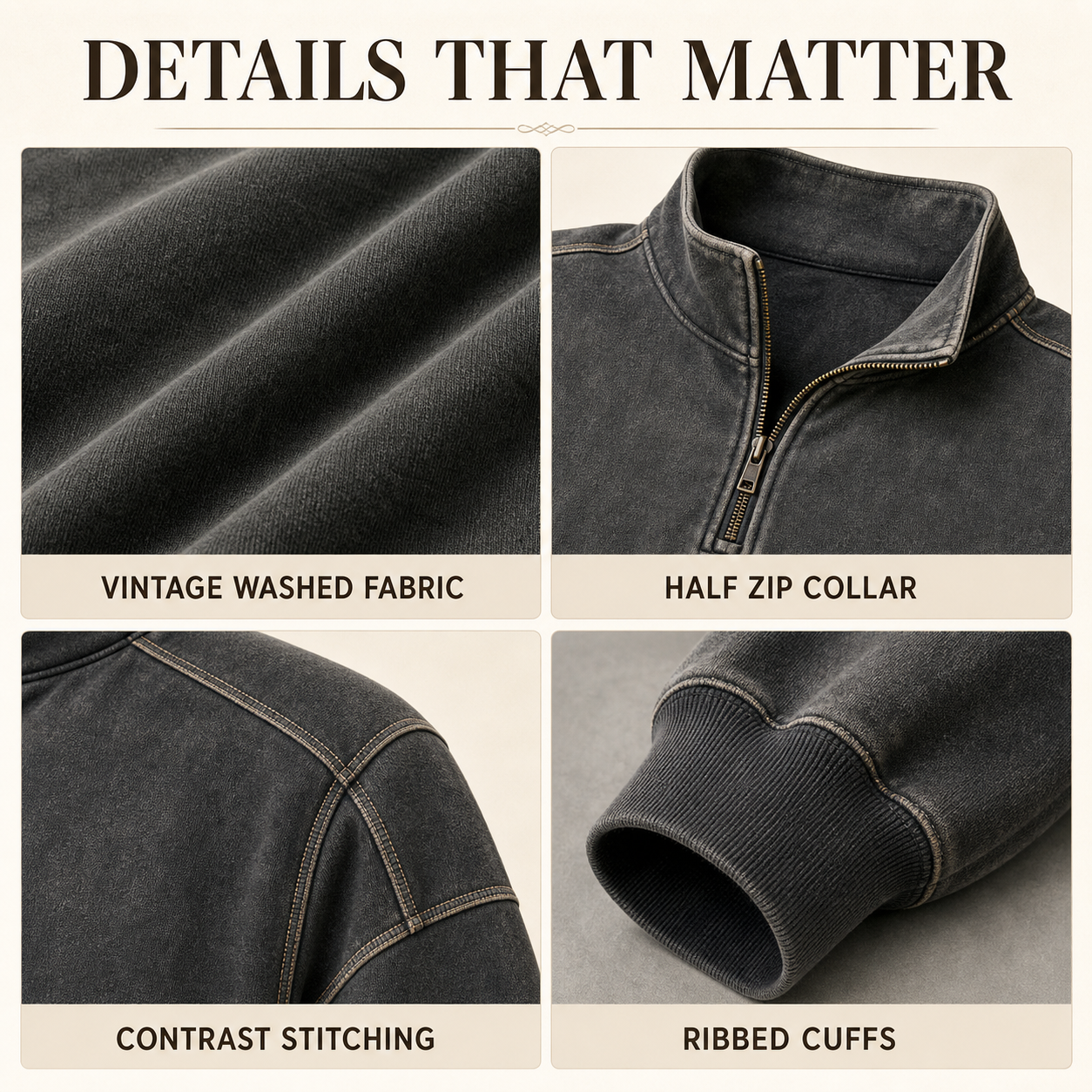 ⏰Store Closing Clearance⚡10 Pack for $34.99⚡Men's Vintage Washed Quarter Zip Pullover Value Packs