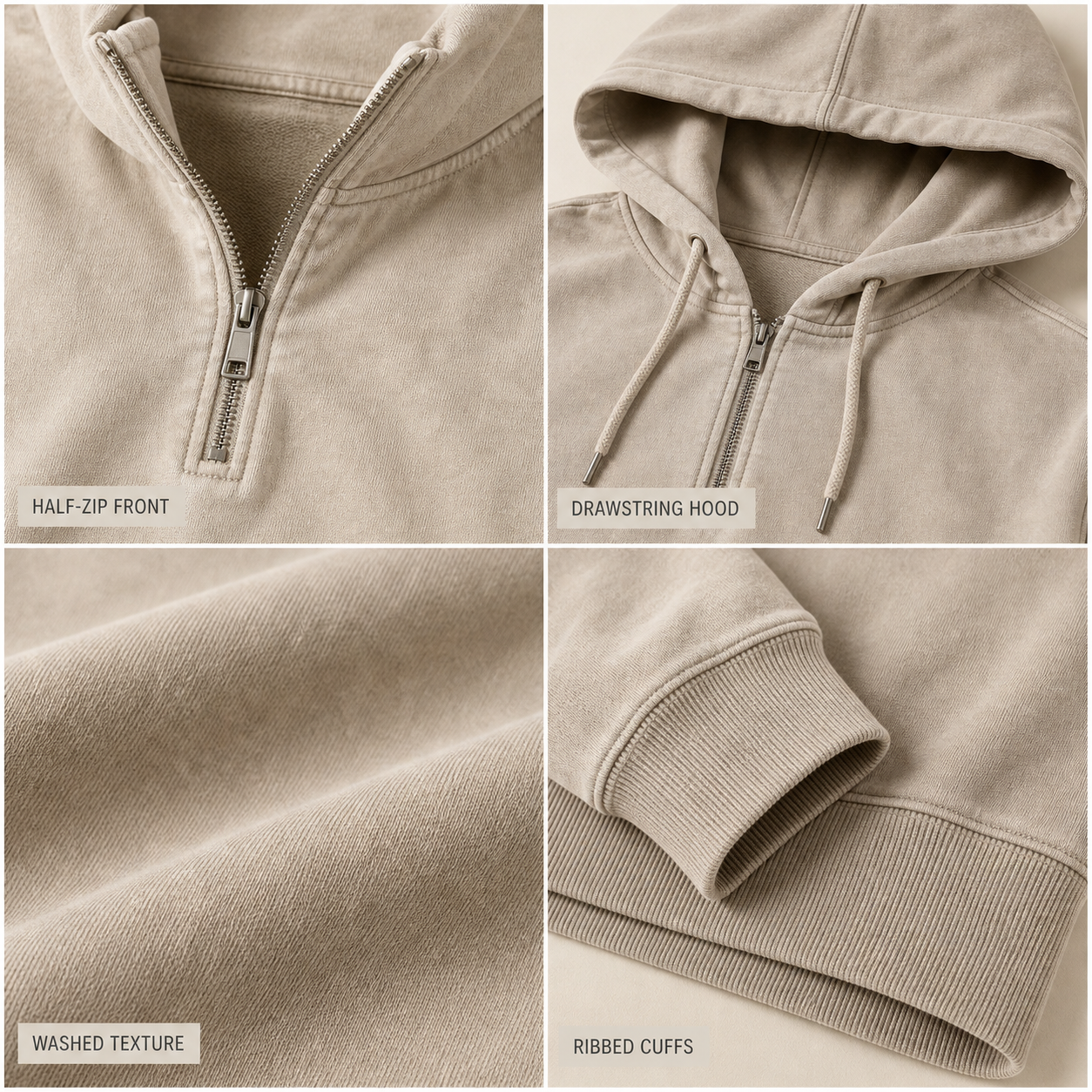 Store Closing Clearance⚡10 Pack for $34.99⚡Men's Washed Hooded Half-Zip Pullover