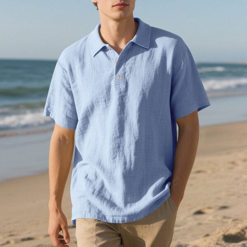 Men's Retro Solid Color Linen Shirt