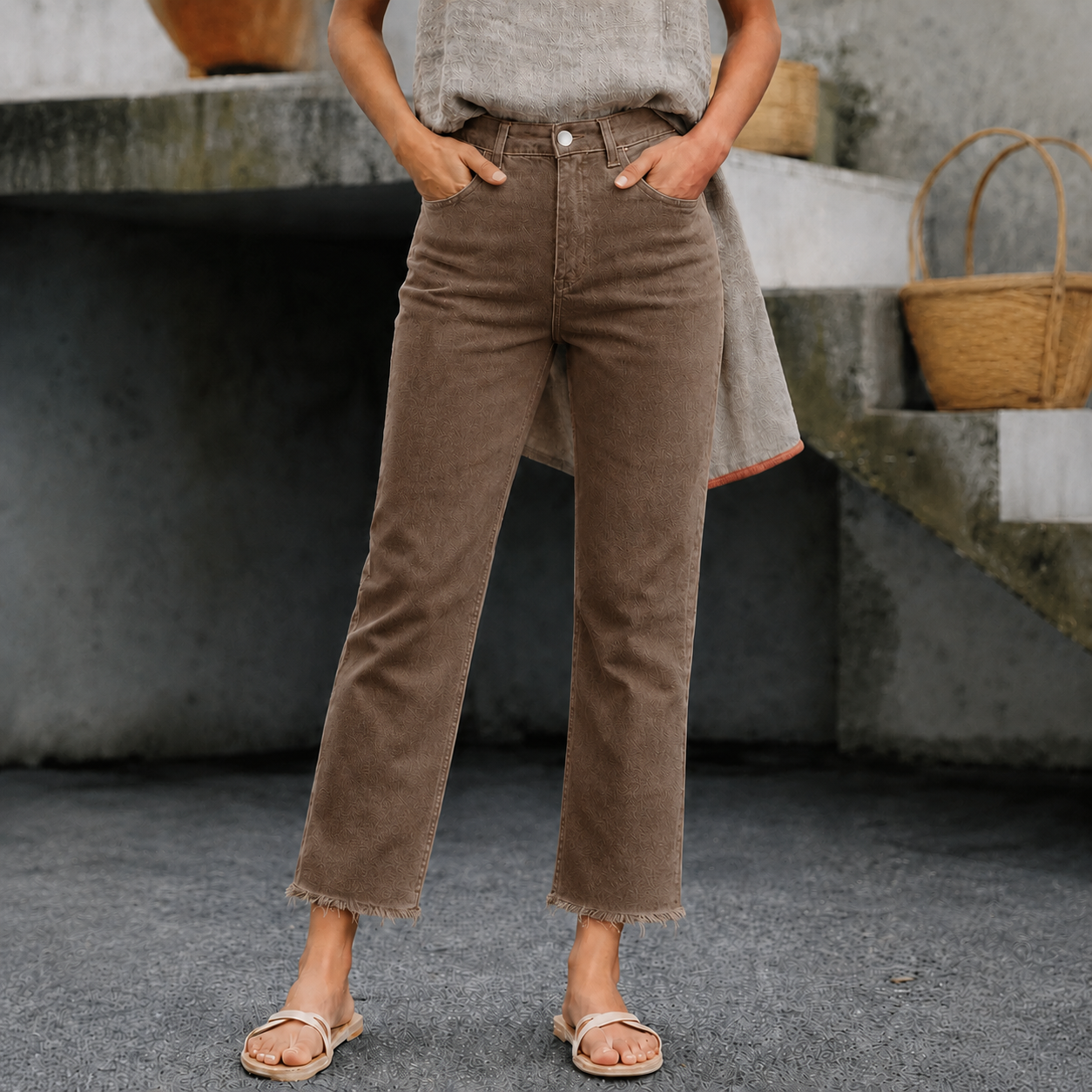 New Spring Summer Women's Fashion Simple Slim Fit High Waist Nine-Inch Pants