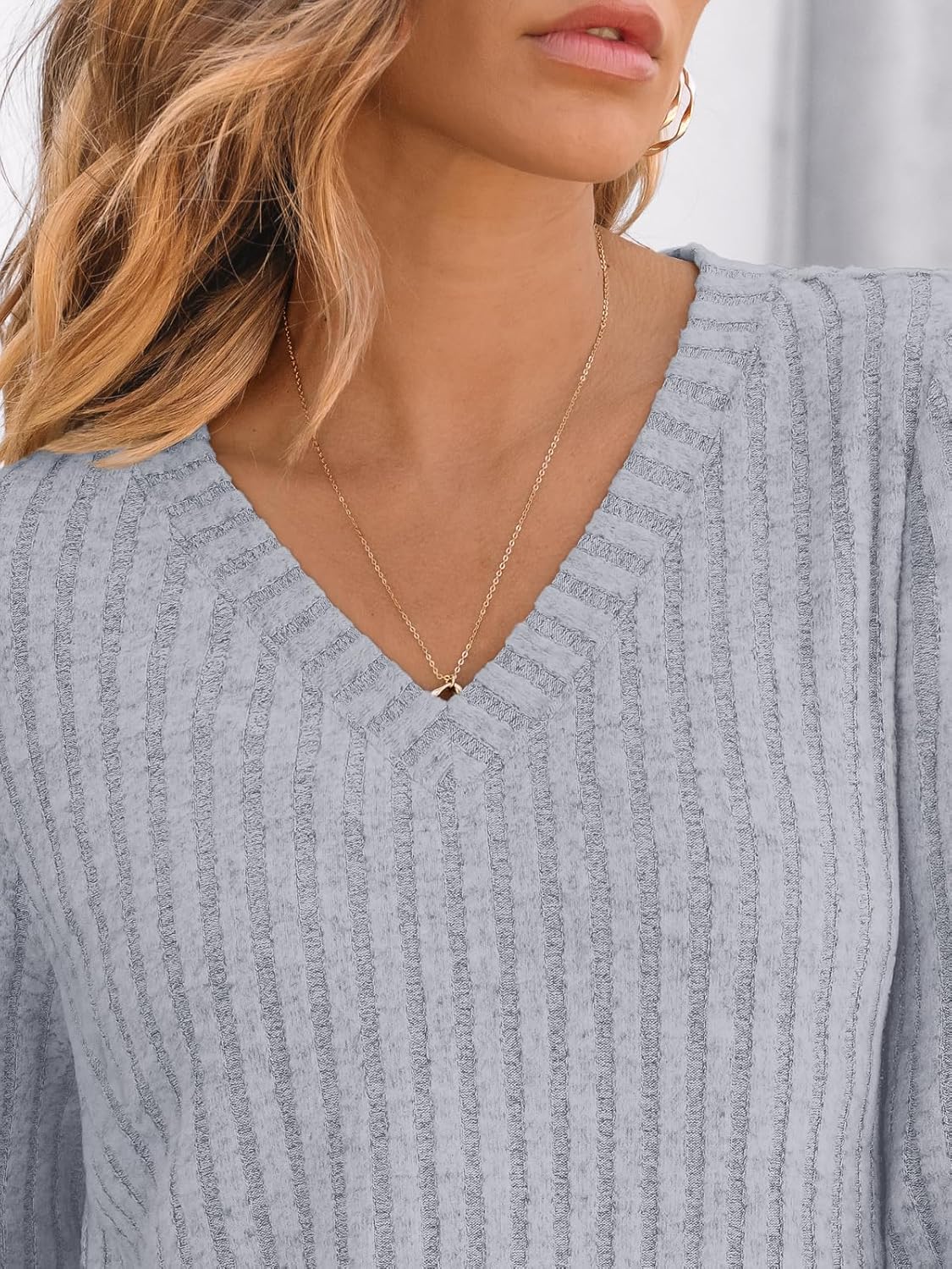 🔥Trendy Women’s V Neck Long Sleeve Tunic Sweater Fall 