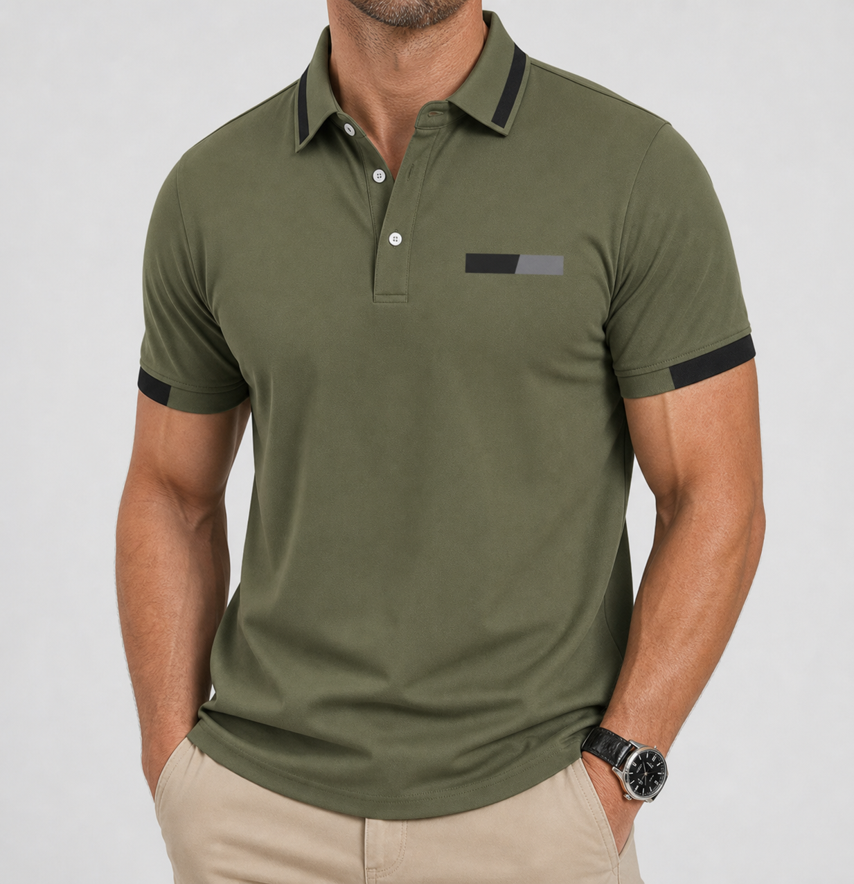 🔥CLEARANCE SALE🔥 Contrast-Trim Performance Polo - Olive