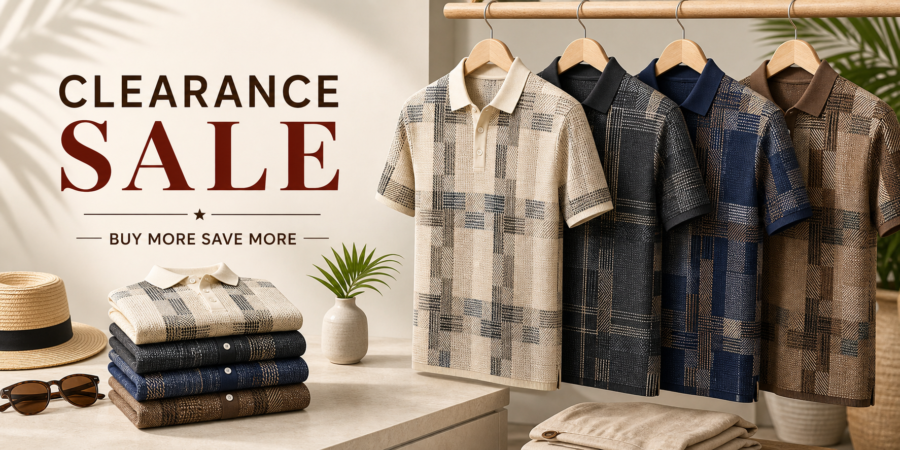 🔥CLEARANCE SALE🔥 Geometric Jacquard Knit Polo Shirt - Banner