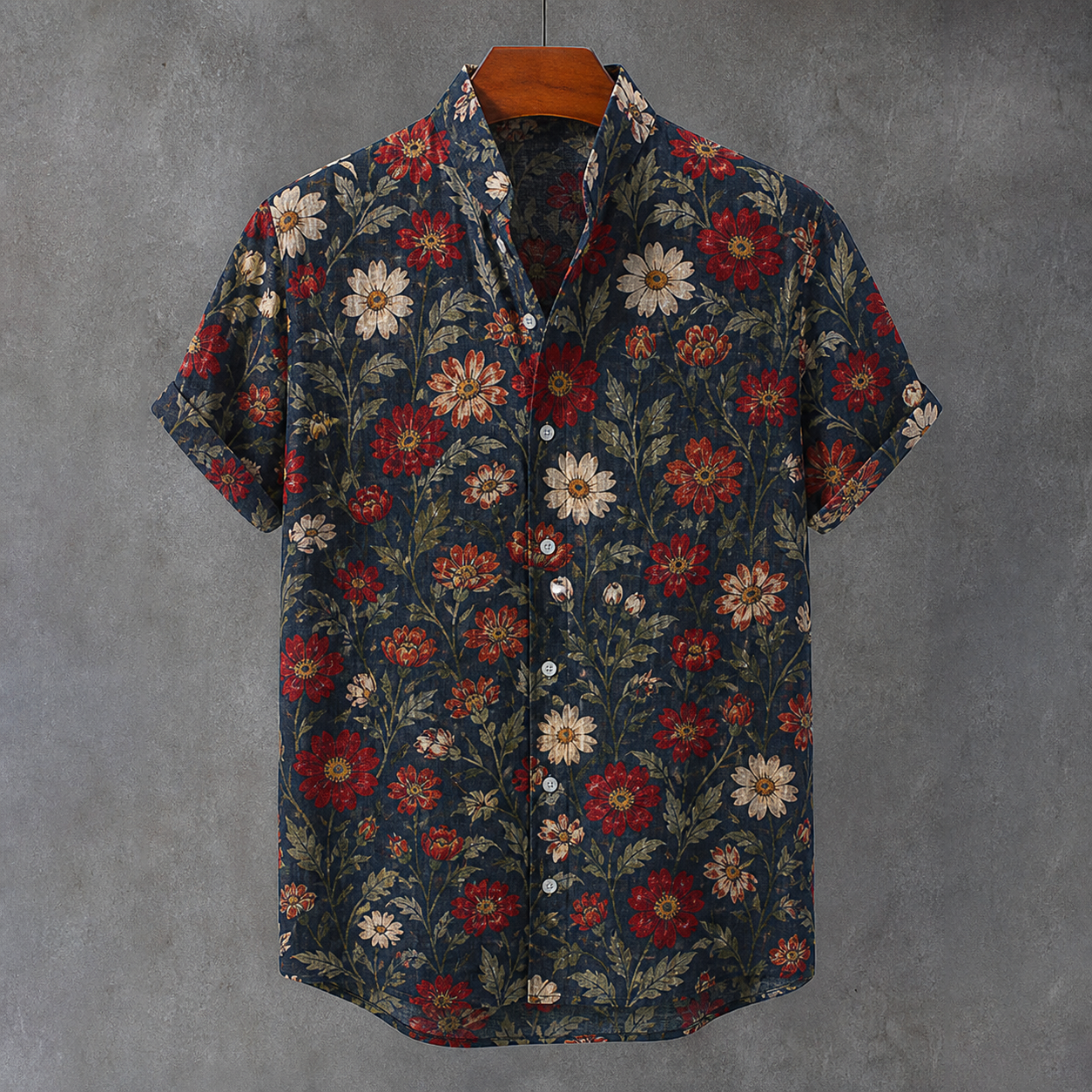 🔥CLEARANCE SALE🔥 Unisex Vintage Floral Linen Shirt - Midnight Garden