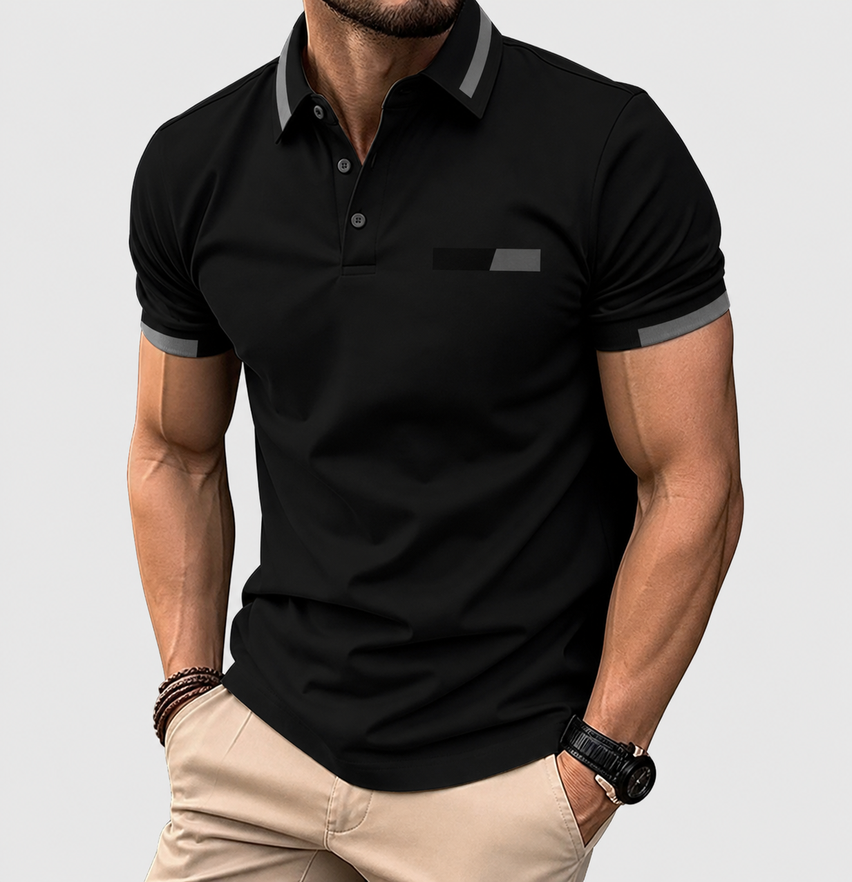🔥CLEARANCE SALE🔥 Contrast-Trim Performance Polo - Black