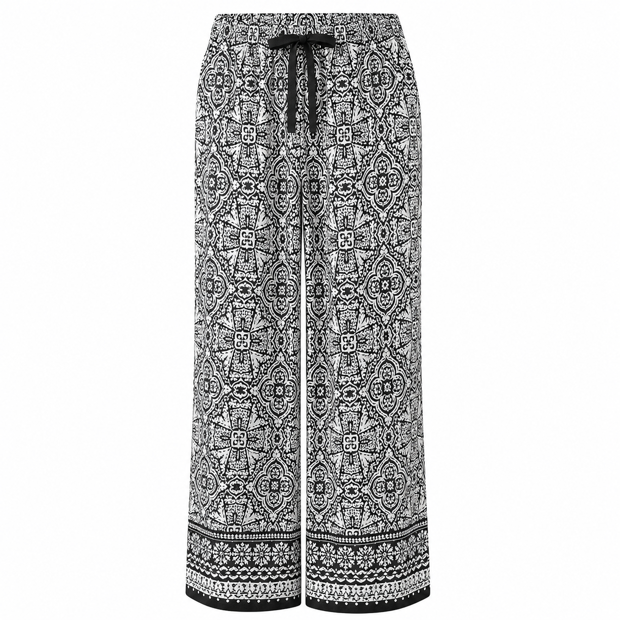 🔥CLEARANCE SALE🔥 Printed Wide-Leg Pull-On Pants - Black White