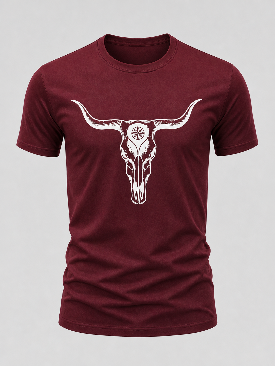 🔥CLEARANCE SALE🔥 Western Bull Skull Graphic T-Shirt - Burgundy