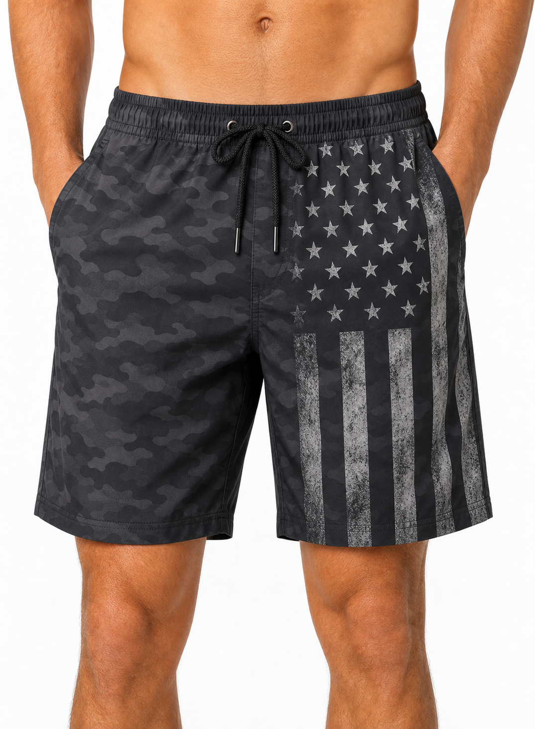 🔥CLEARANCE SALE🔥 Patriotic Flag Swim Trunks - Camo Flag