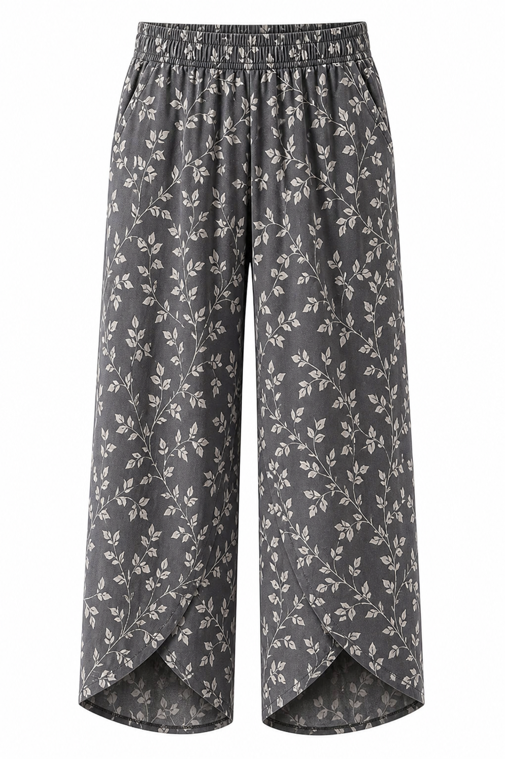 🔥CLEARANCE SALE🔥 Botanical Wrap-Hem Pull-On Pants - Charcoal