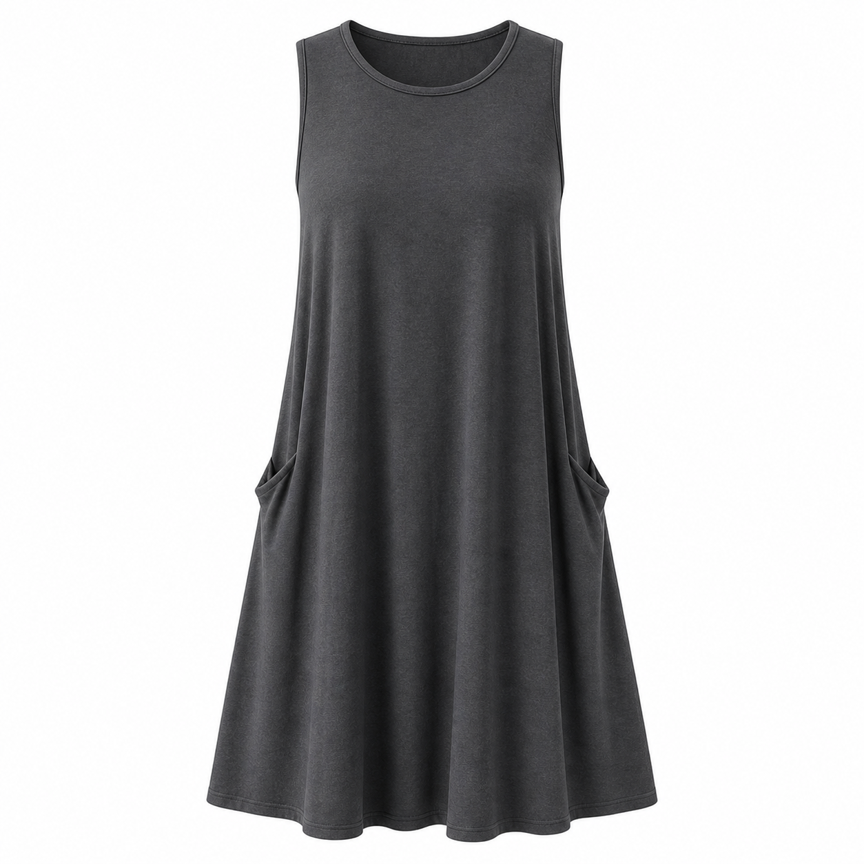 🔥CLEARANCE SALE🔥 Sleeveless Pocket Swing Dress - Charcoal