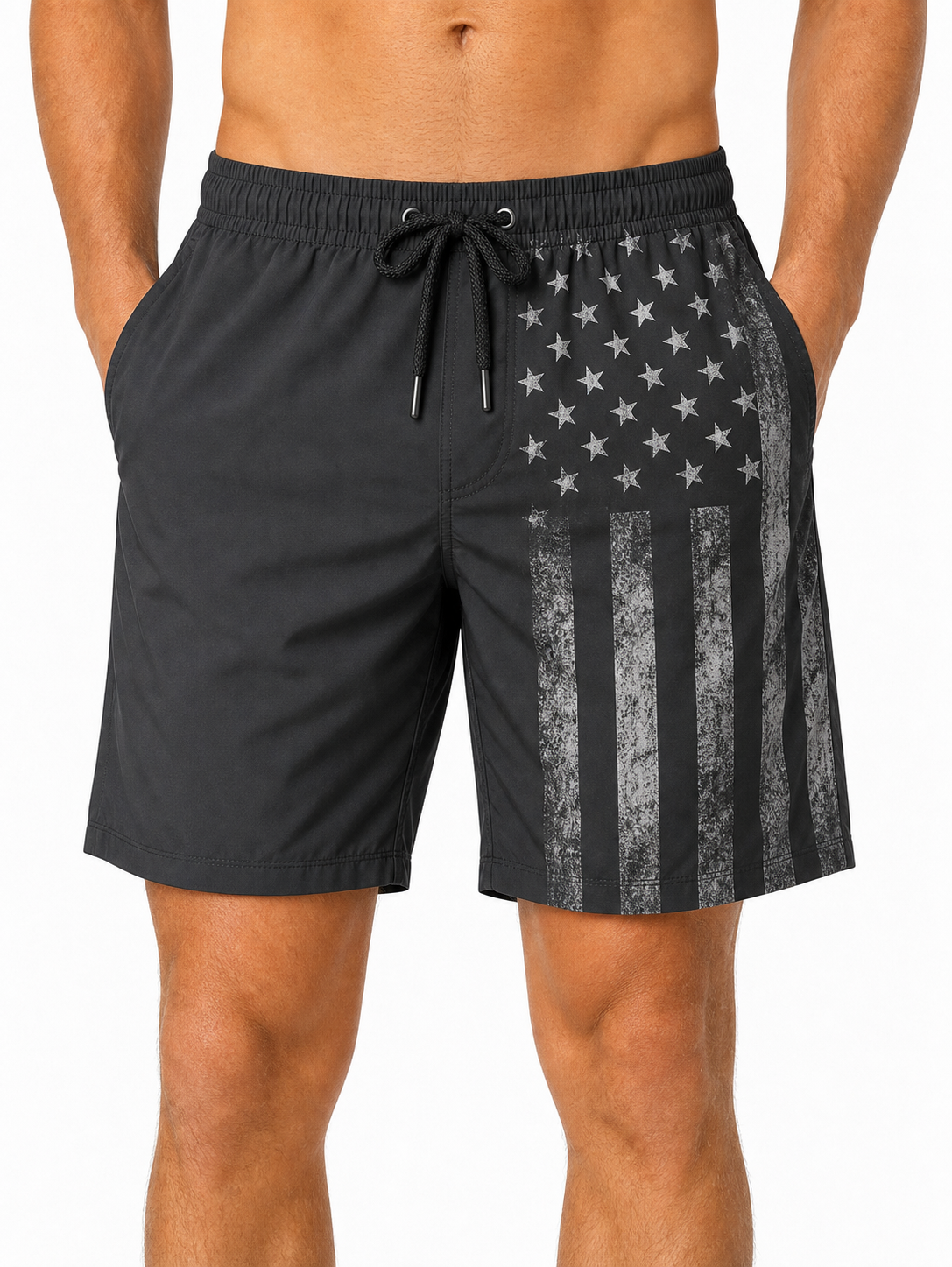 🔥CLEARANCE SALE🔥 Patriotic Flag Swim Trunks - Charcoal Flag