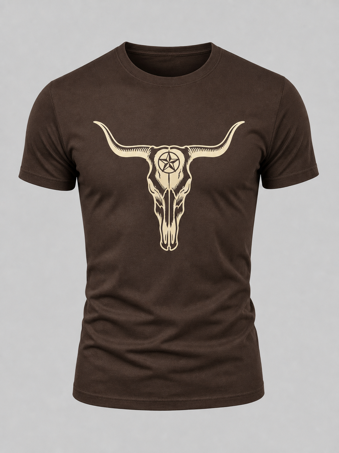 🔥CLEARANCE SALE🔥 Western Bull Skull Graphic T-Shirt - Chocolate Brown