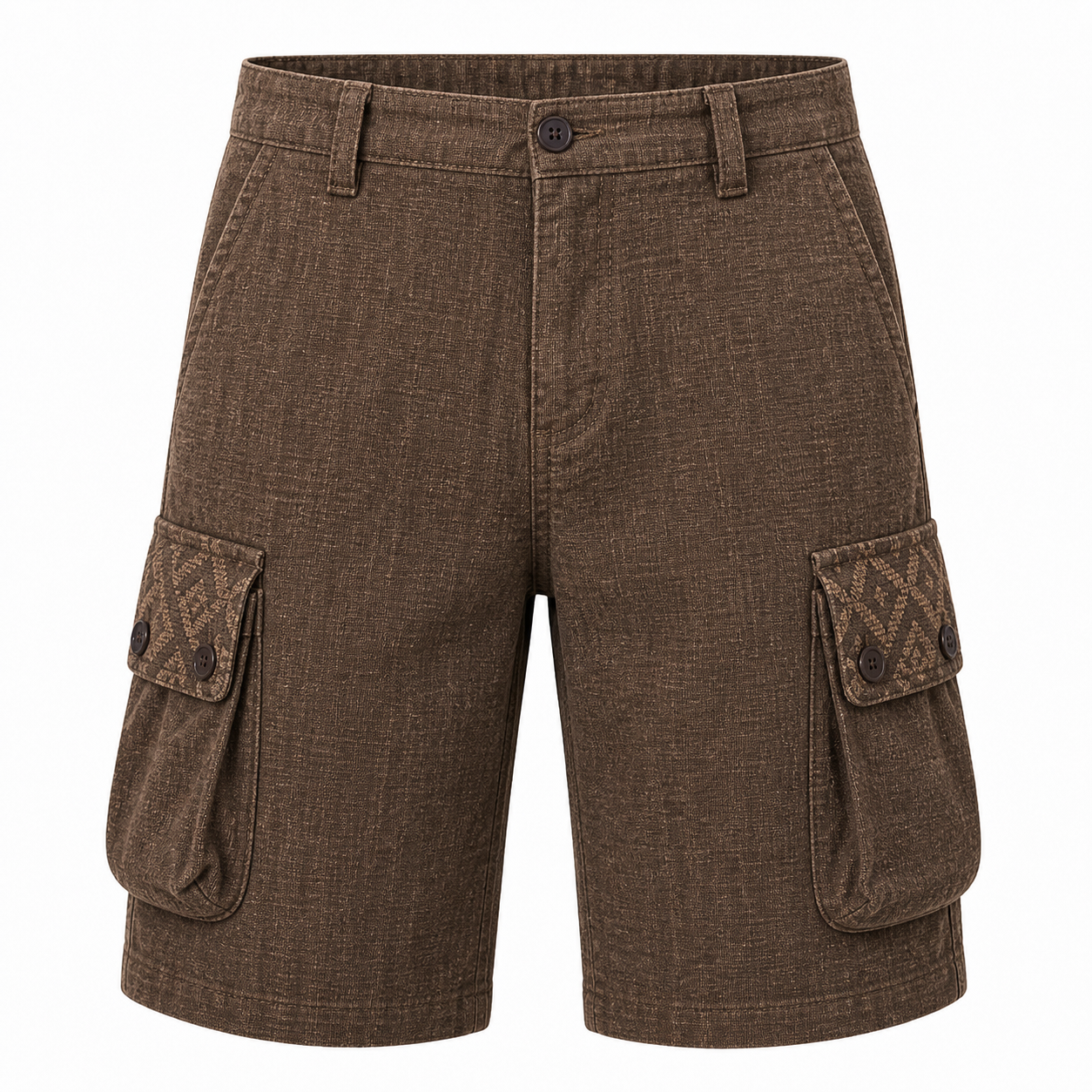 🔥CLEARANCE SALE🔥 Textured Cotton-Linen Cargo Shorts - Coffee Brown