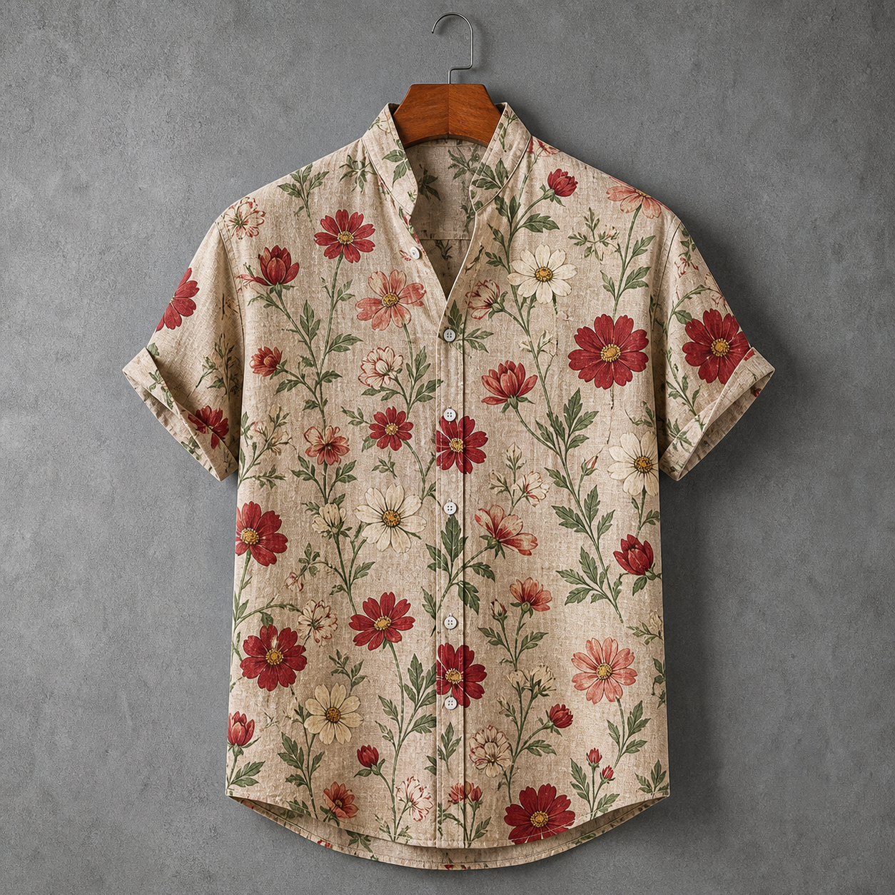 🔥CLEARANCE SALE🔥 Unisex Vintage Floral Linen Shirt - Cream Meadow - 3 PCS ONLY $34.99