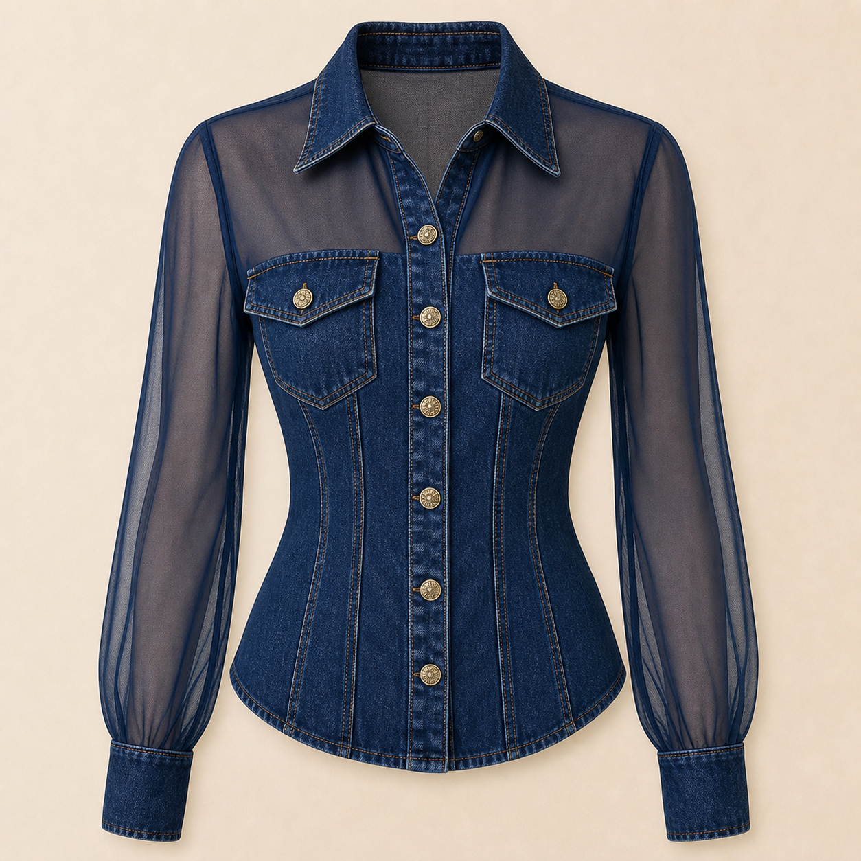 🔥CLEARANCE SALE🔥 Mesh Patchwork Denim Top