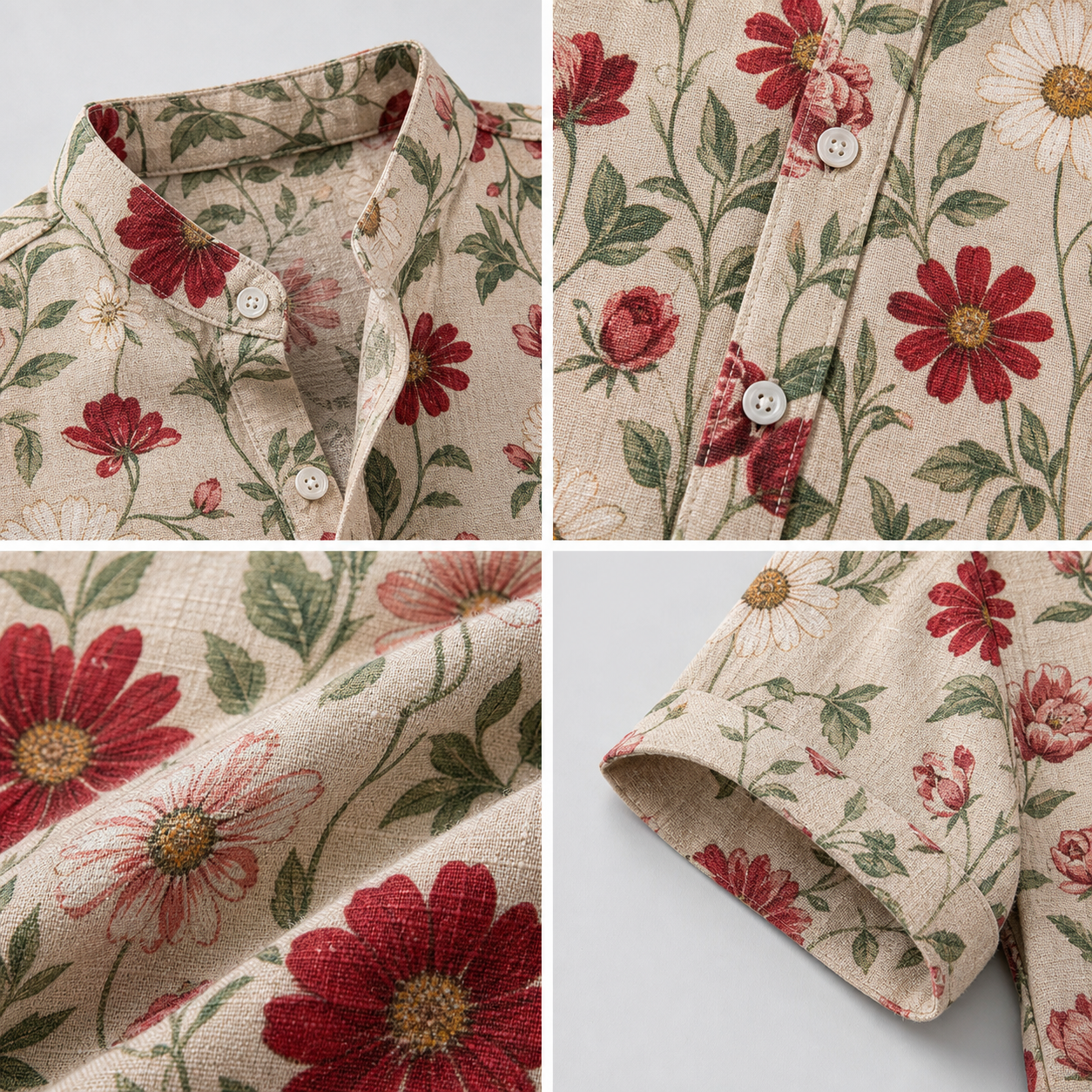 🔥CLEARANCE SALE🔥 Unisex Vintage Floral Linen Shirt - Details