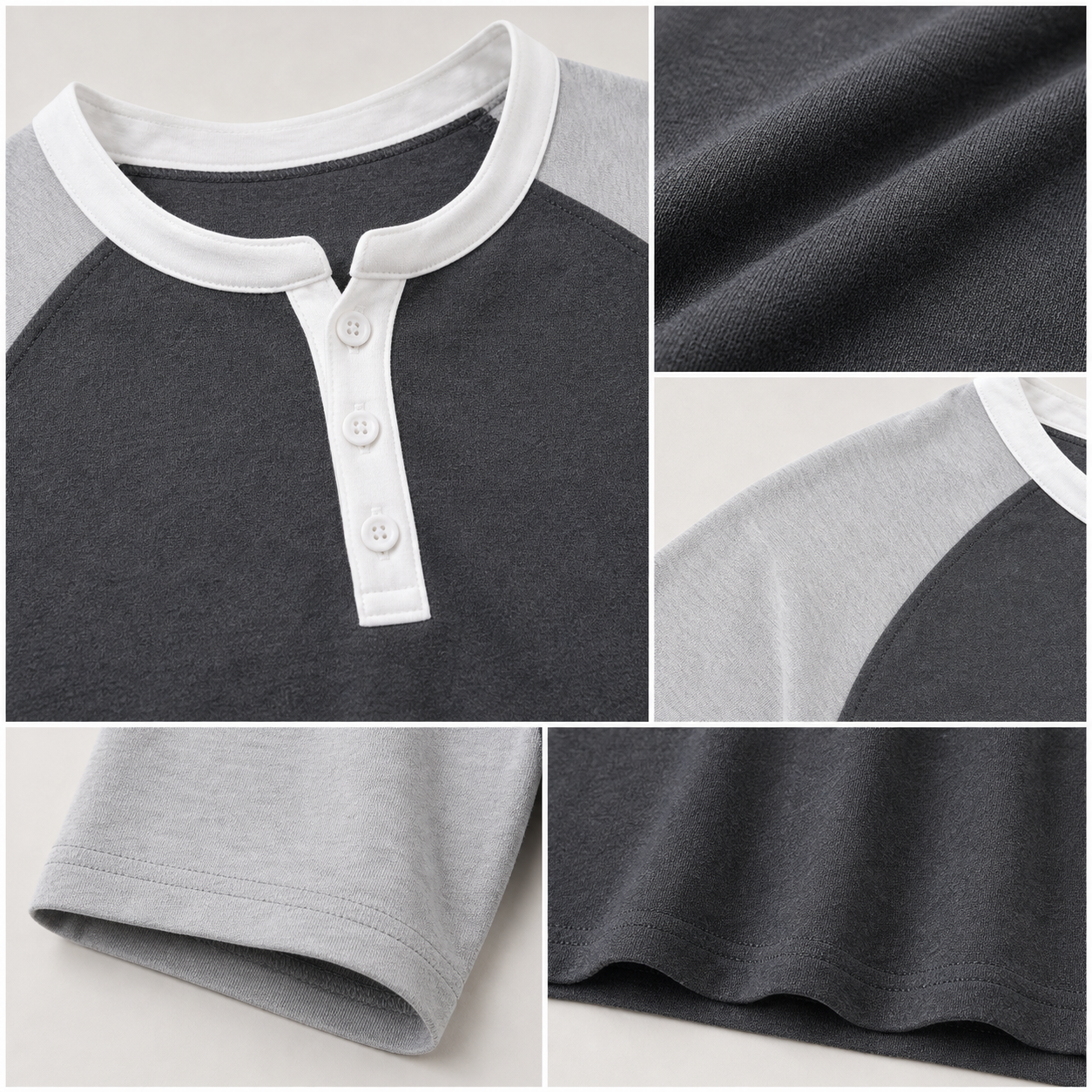 🔥CLEARANCE SALE🔥 Two-Tone Short Sleeve Henley - Details