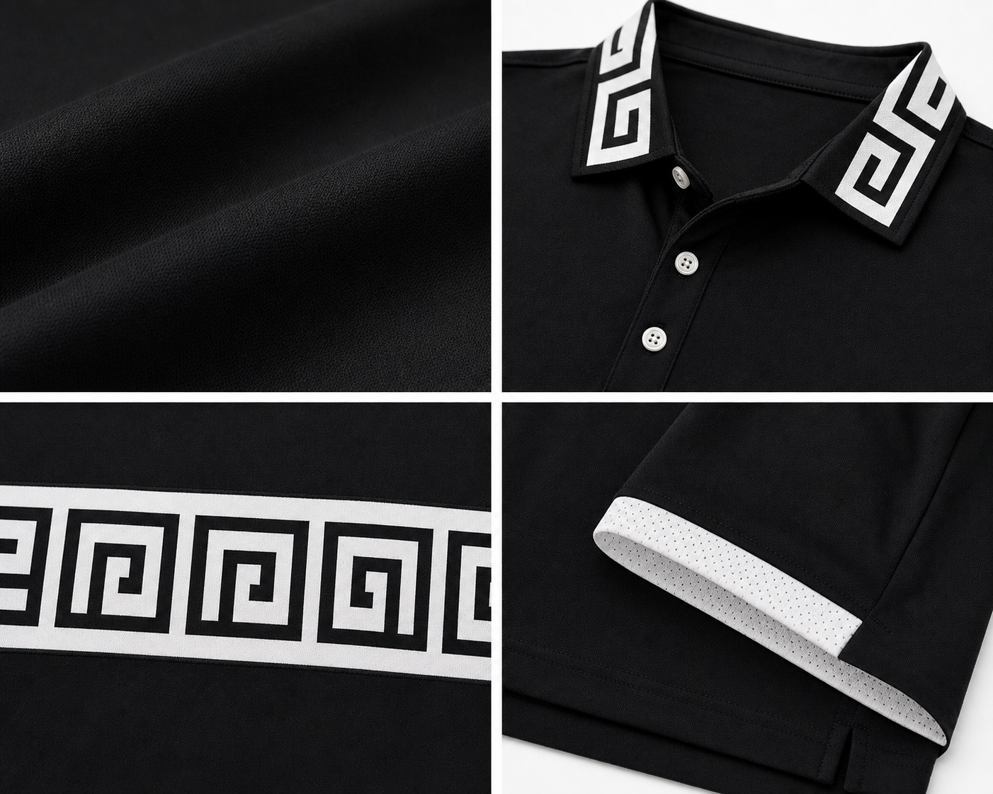 🔥CLEARANCE SALE🔥 Greek Key Contrast Polo Shirt - Details