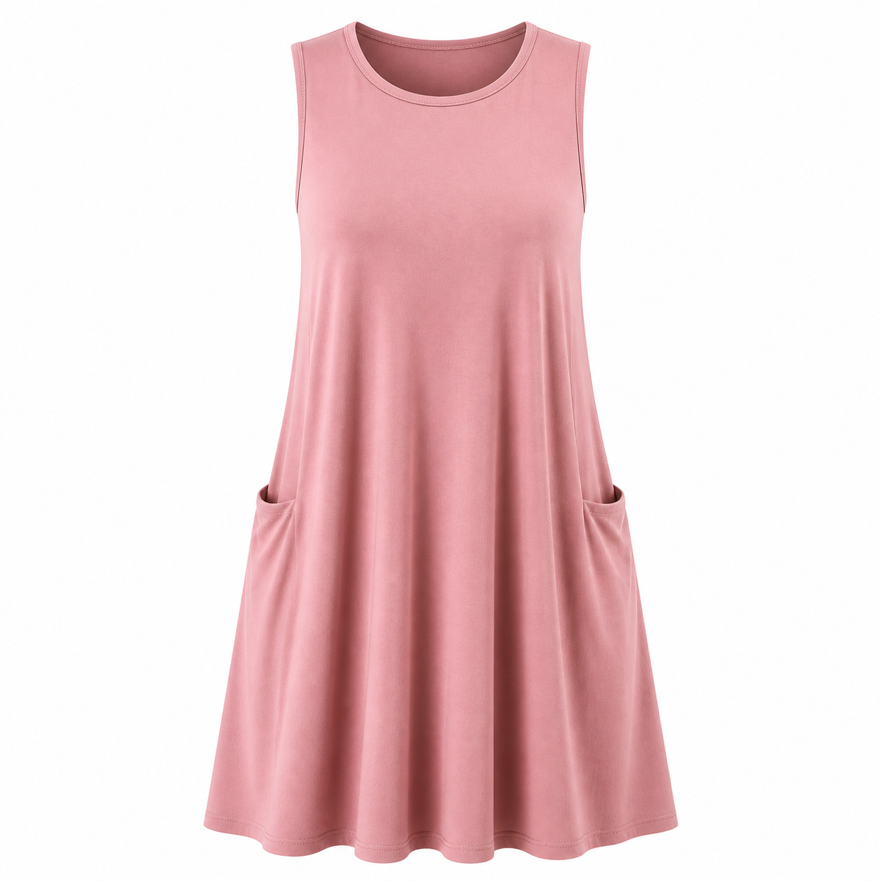 🔥CLEARANCE SALE🔥 Sleeveless Pocket Swing Dress - Dusty Pink