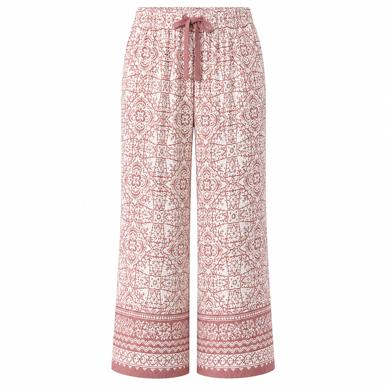 🔥CLEARANCE SALE🔥 Printed Wide-Leg Pull-On Pants - Dusty Rose