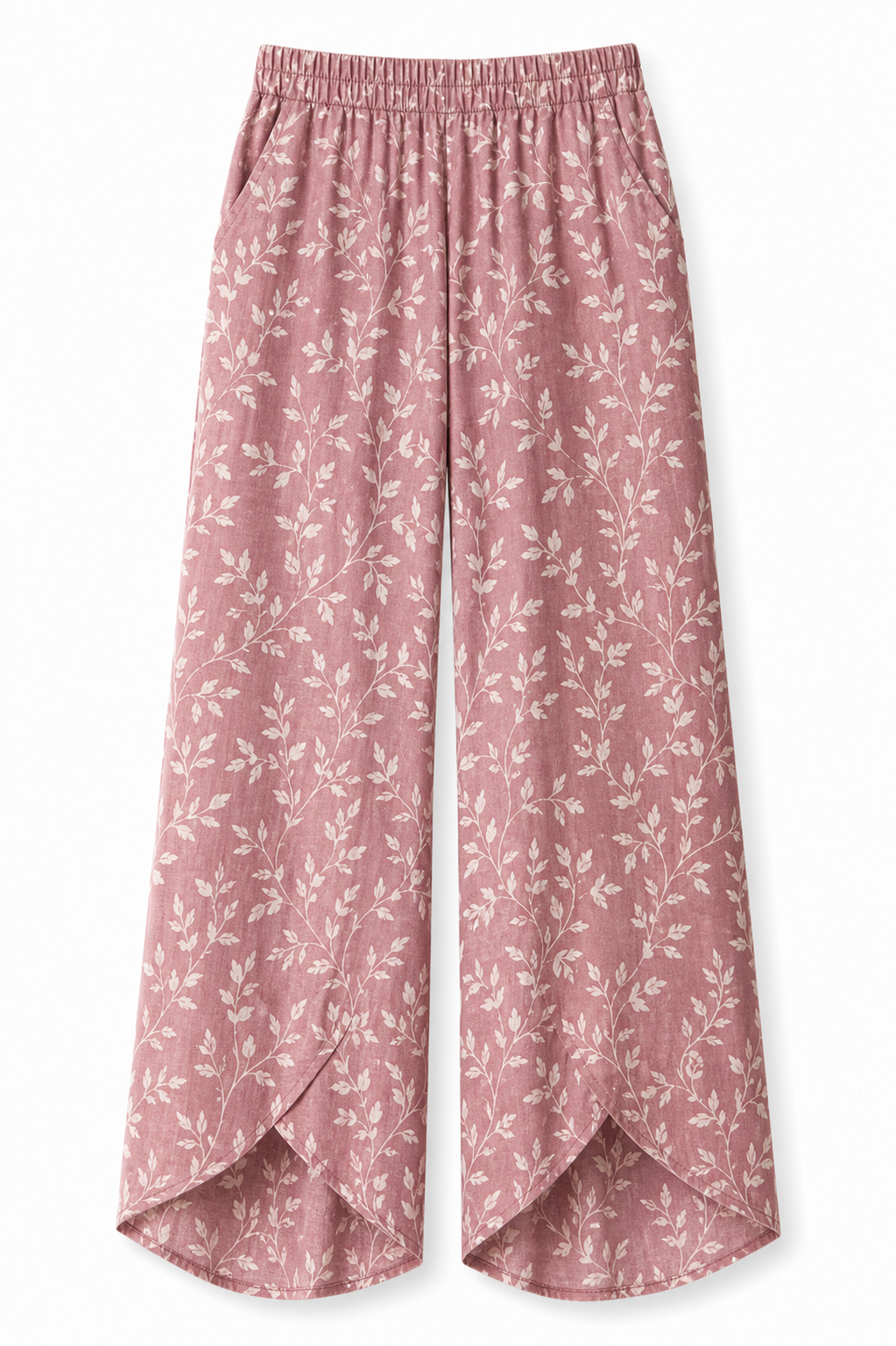 🔥CLEARANCE SALE🔥 Botanical Wrap-Hem Pull-On Pants - Dusty Rose