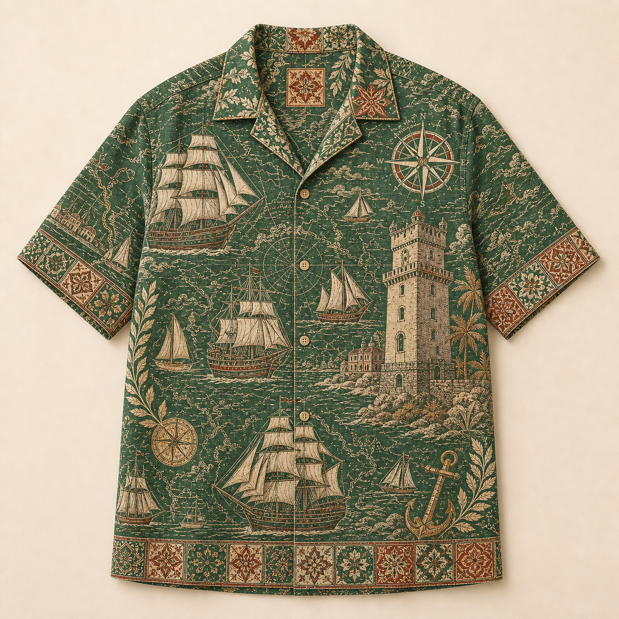 🔥CLEARANCE SALE🔥 Vintage Maritime Hawaiian Shirt - Forest Navigator