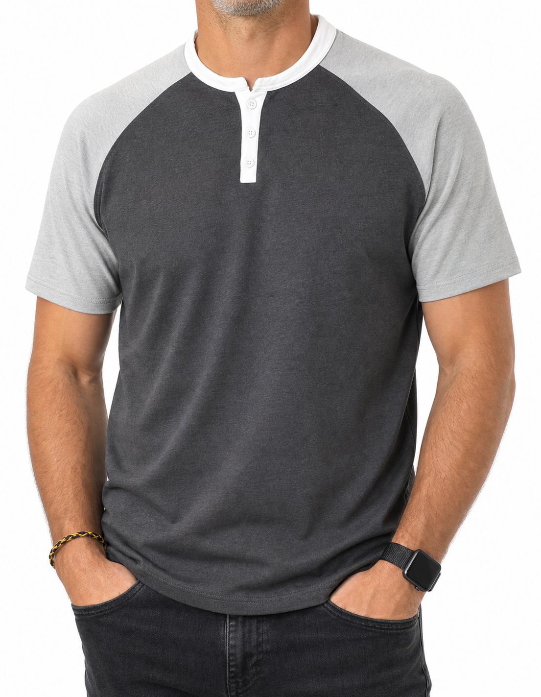 🔥CLEARANCE SALE🔥 Two-Tone Short Sleeve Henley