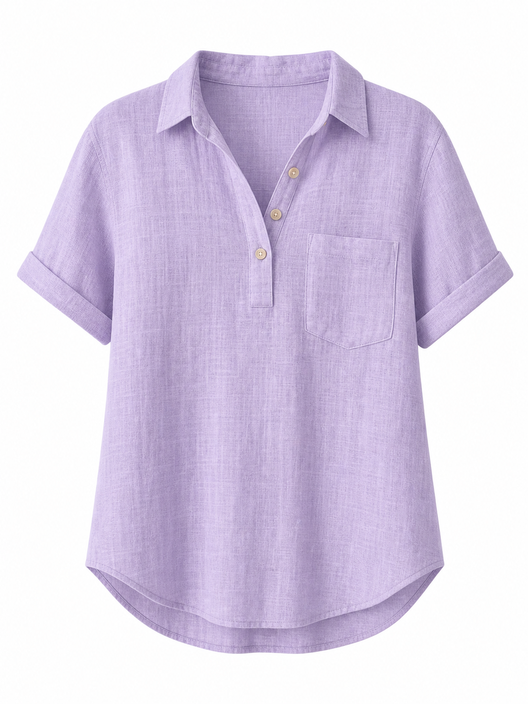 🔥CLEARANCE SALE🔥 Relaxed Linen-Blend Henley Shirt - Lavender
