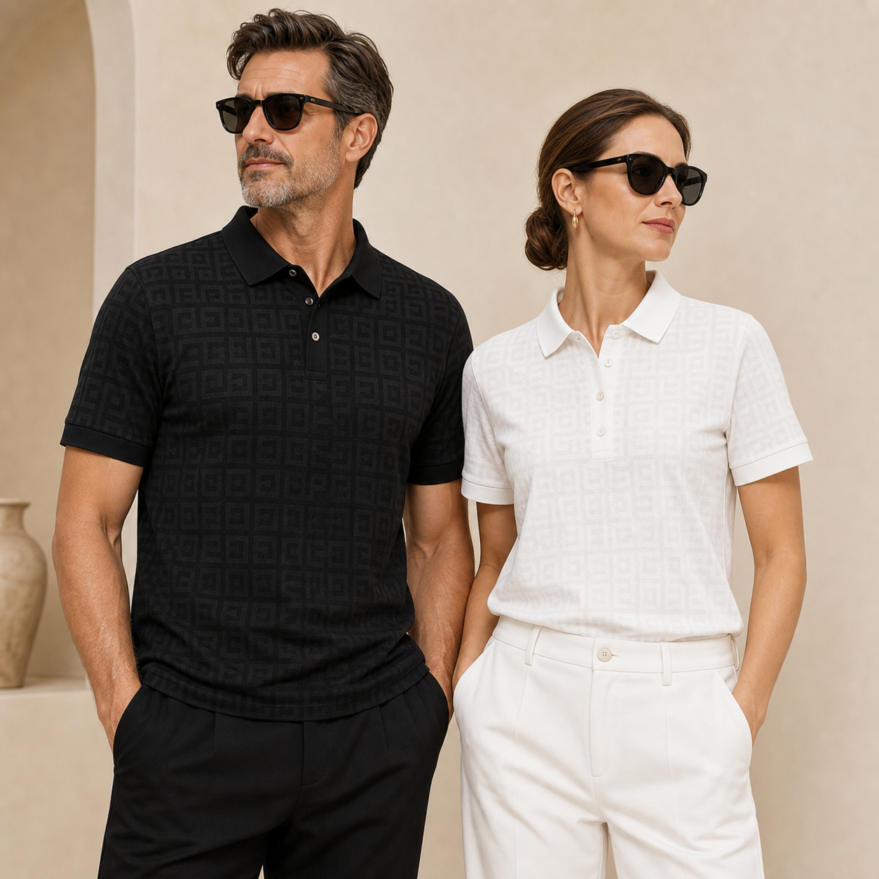 🔥CLEARANCE SALE🔥 Unisex Tonal Jacquard Polo Shirt - Lifestyle