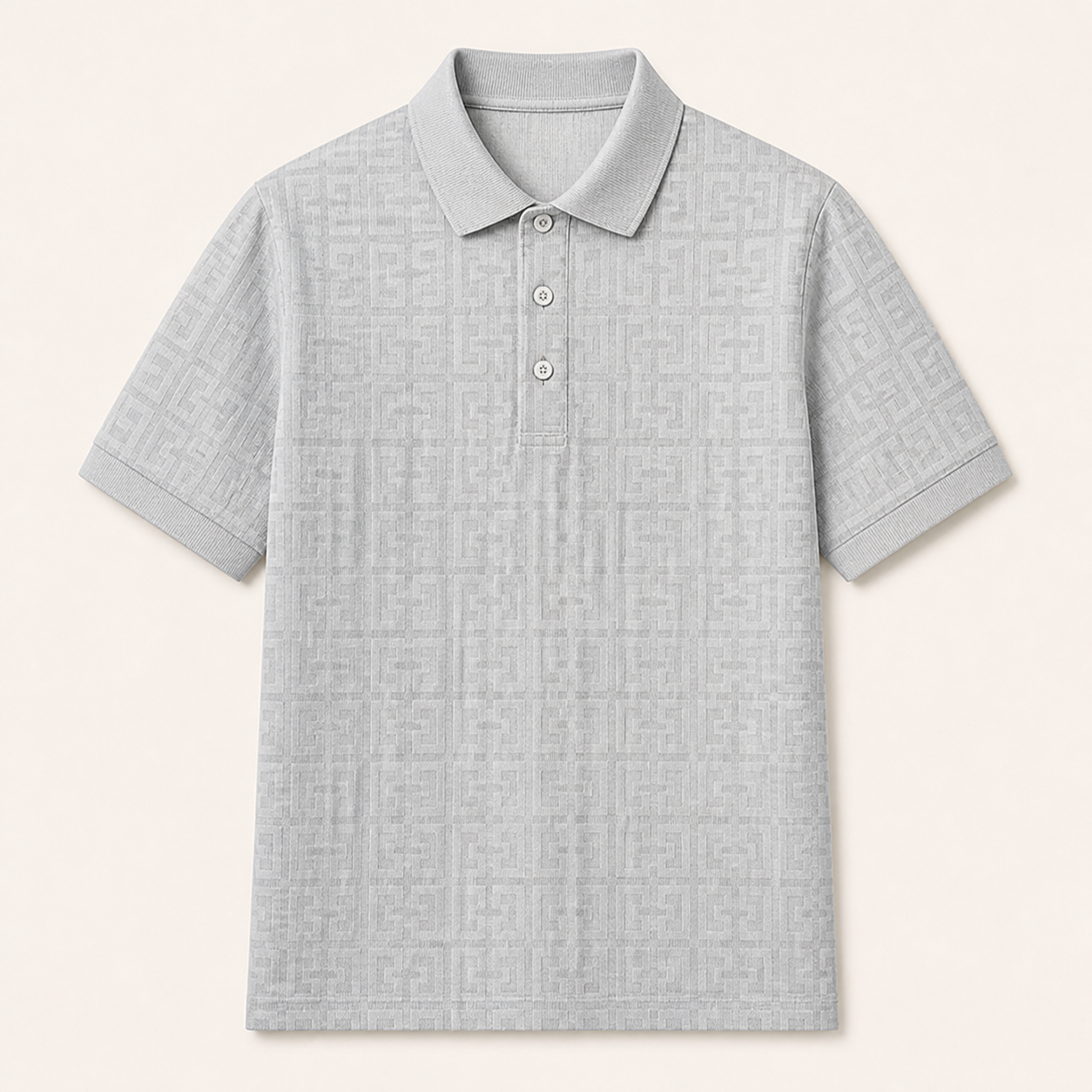 🔥CLEARANCE SALE🔥 Unisex Tonal Jacquard Polo Shirt - Light Gray