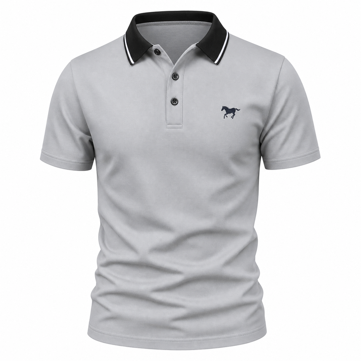 🔥CLEARANCE SALE🔥 Contrast Collar Polo Shirt - Light Gray