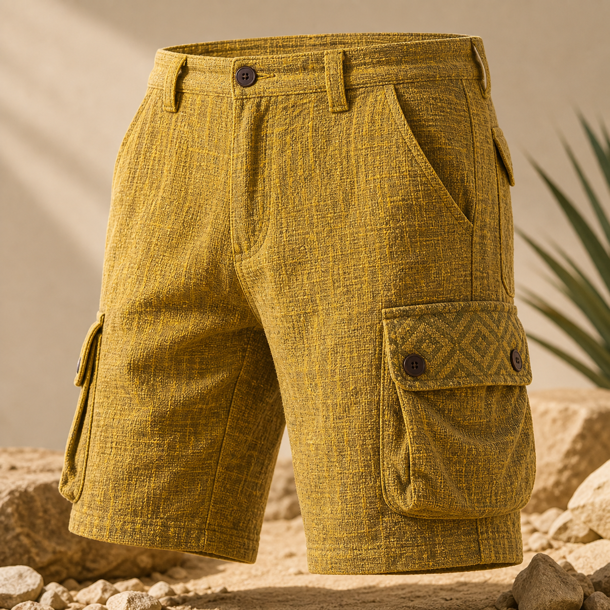 🔥CLEARANCE SALE🔥 Textured Cotton-Linen Cargo Shorts