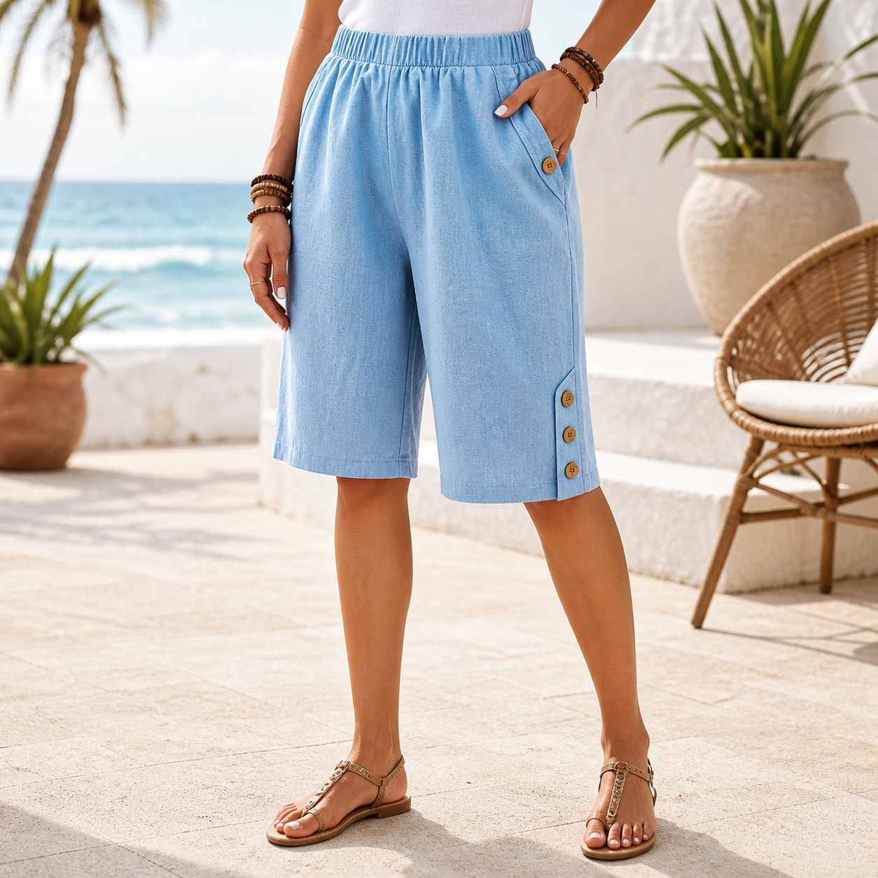 🔥CLEARANCE SALE🔥 Elastic-Waist Bermuda Shorts