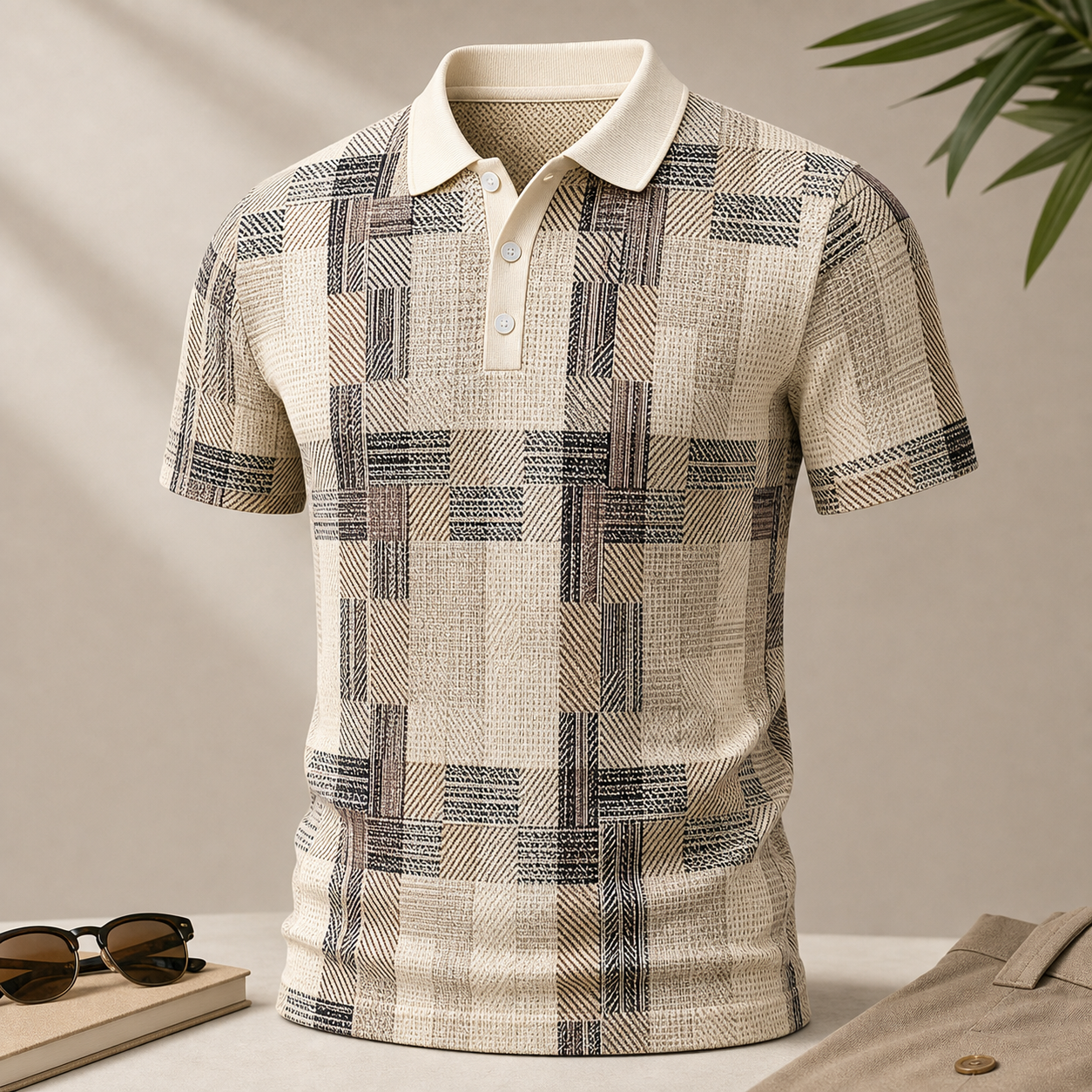 🔥CLEARANCE SALE🔥 Geometric Jacquard Knit Polo Shirt