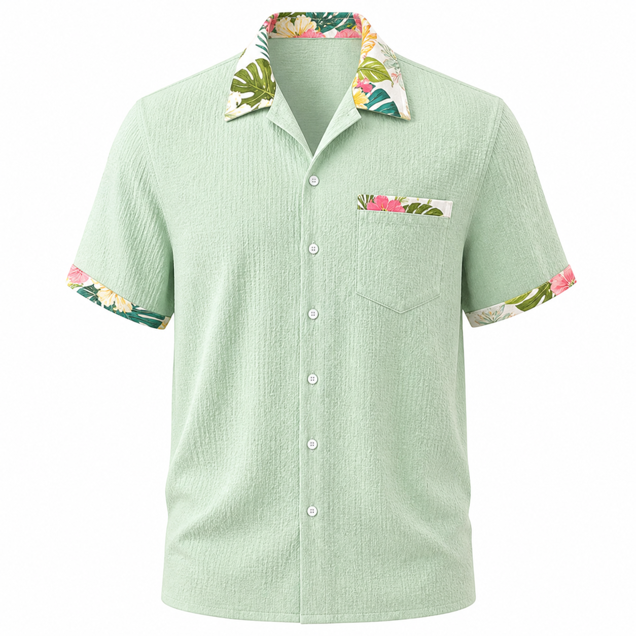 🔥CLEARANCE SALE🔥 Tropical Trim Short Sleeve Shirt