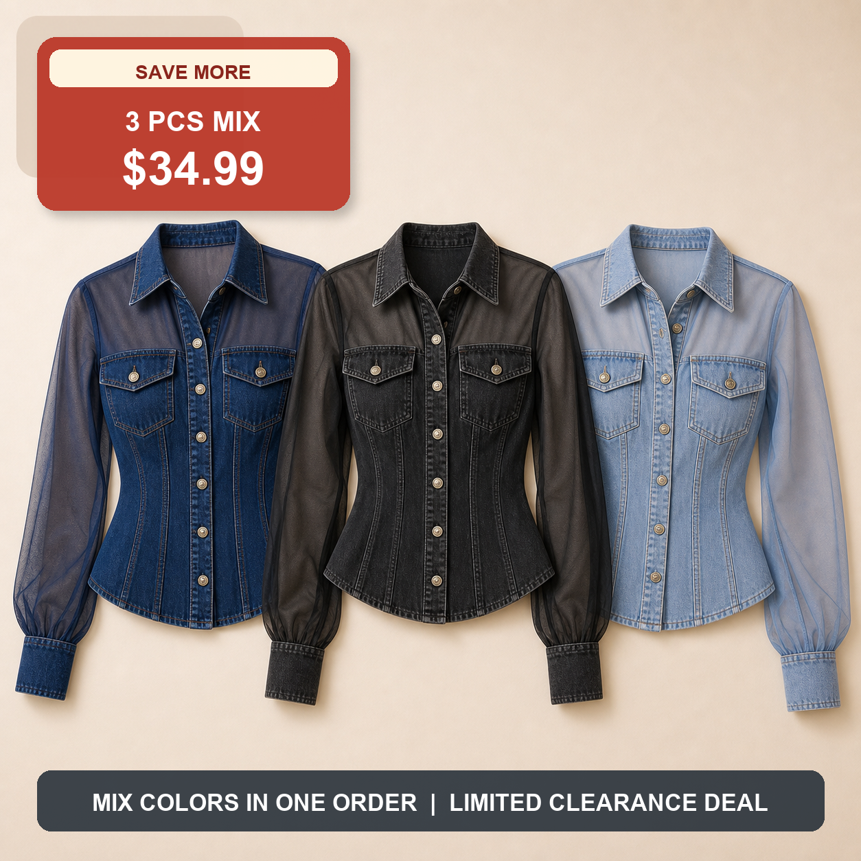 3 PCS MIX ONLY $34.99