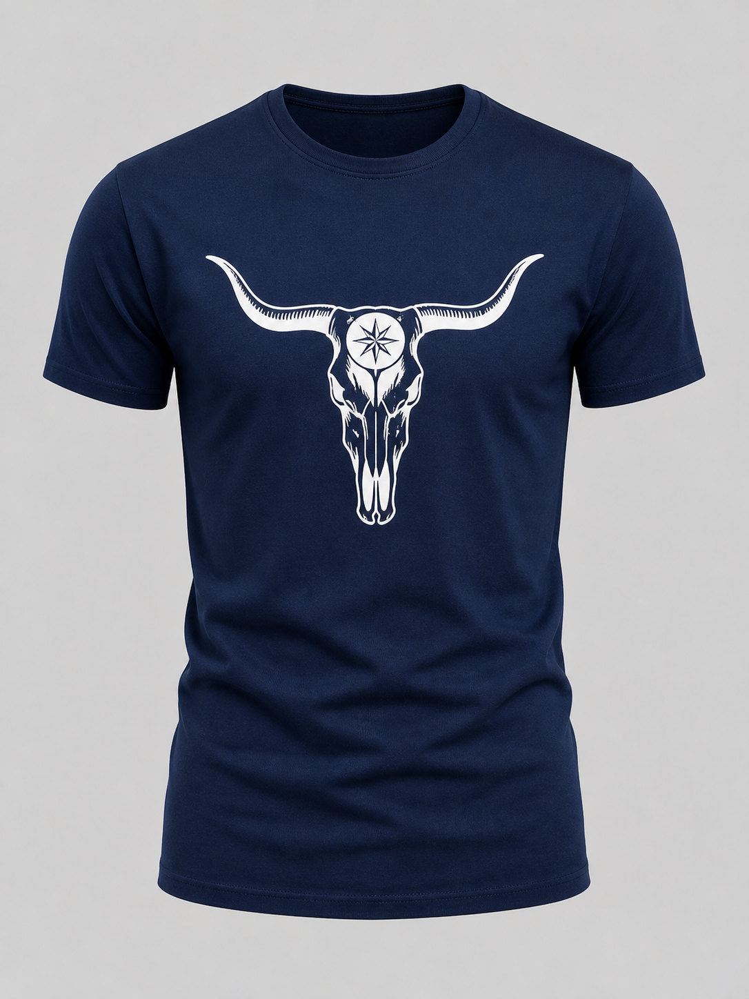 🔥CLEARANCE SALE🔥 Western Bull Skull Graphic T-Shirt - Deep Navy