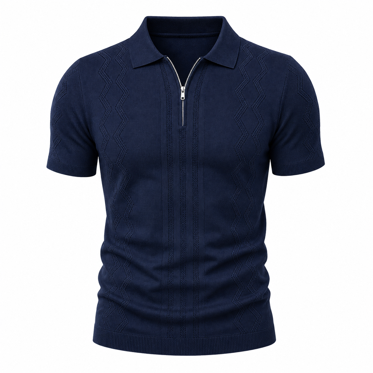 🔥CLEARANCE SALE🔥 Short Sleeve Knit Zip Polo - Navy
