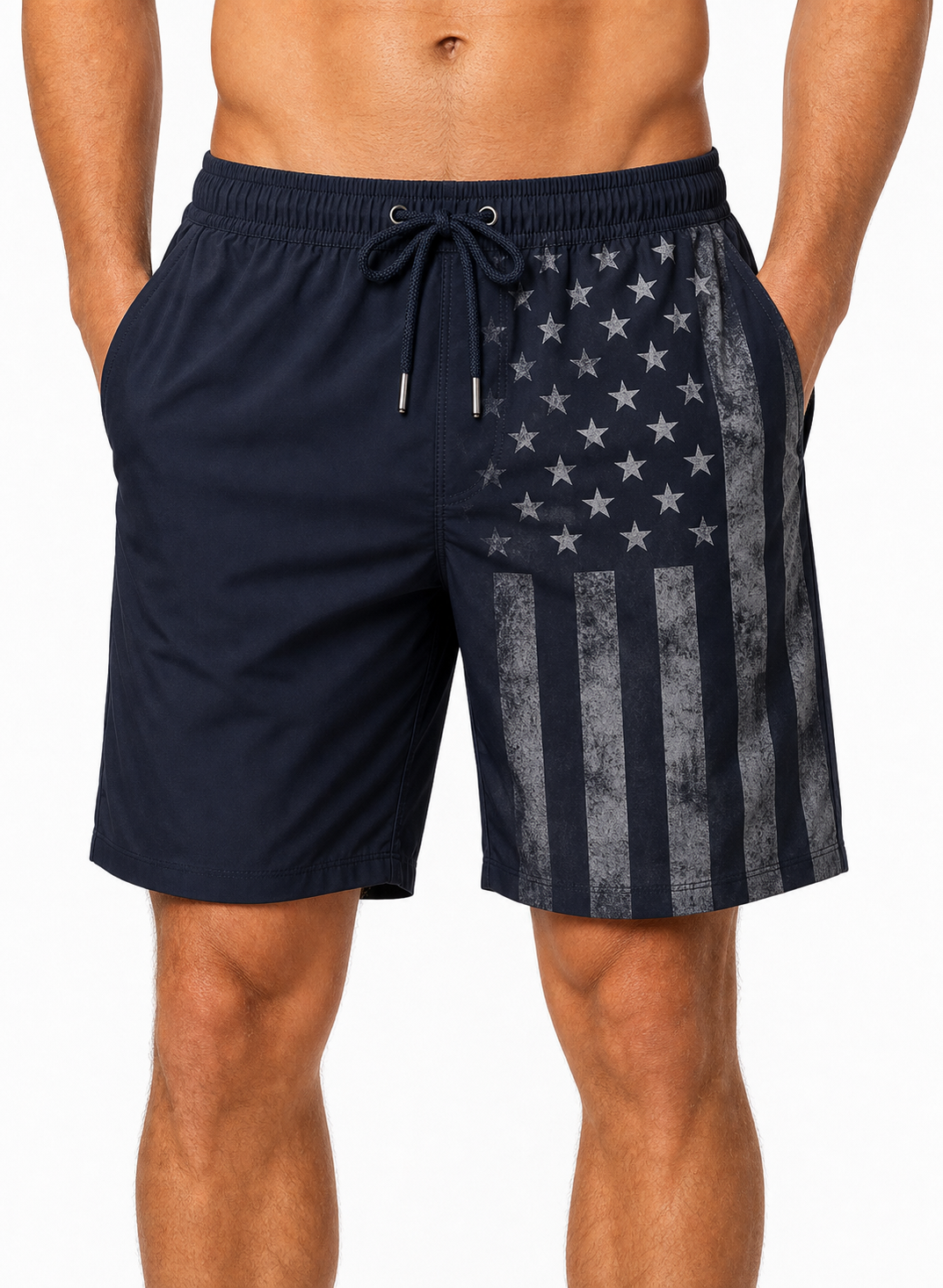 🔥CLEARANCE SALE🔥 Patriotic Flag Swim Trunks - Navy Flag