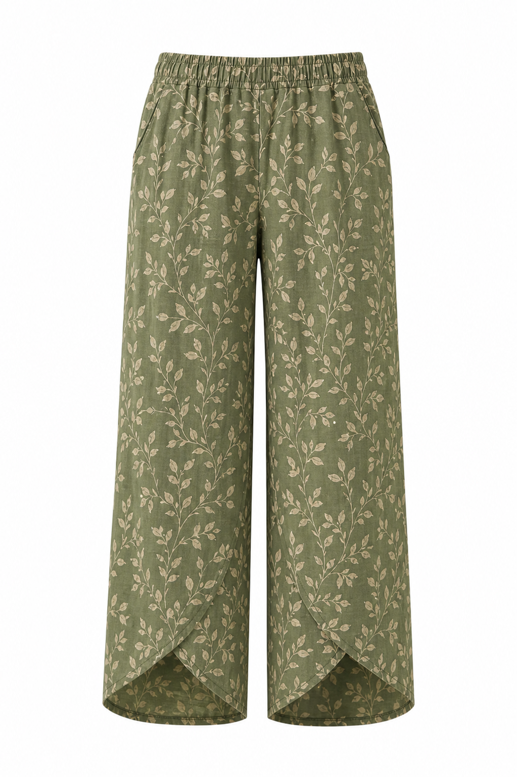 🔥CLEARANCE SALE🔥 Botanical Wrap-Hem Pull-On Pants - Olive Green