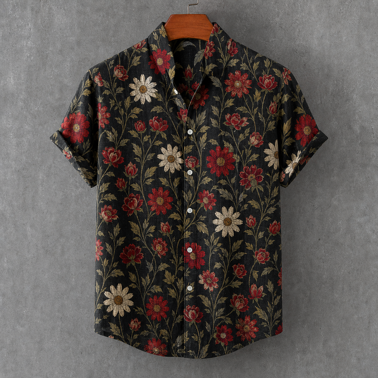 🔥CLEARANCE SALE🔥 Unisex Vintage Floral Linen Shirt - Dark Garden