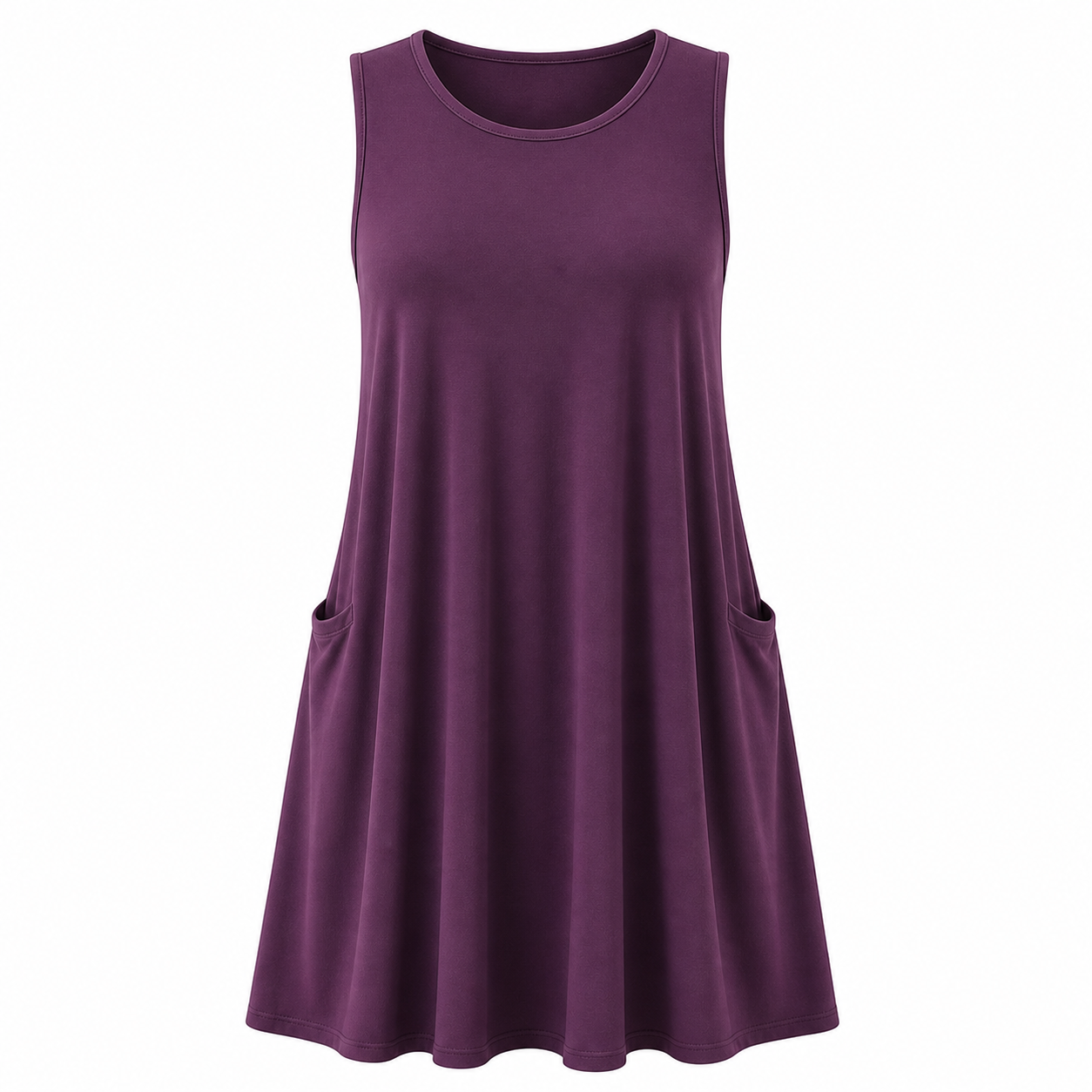 🔥CLEARANCE SALE🔥 Sleeveless Pocket Swing Dress - Plum