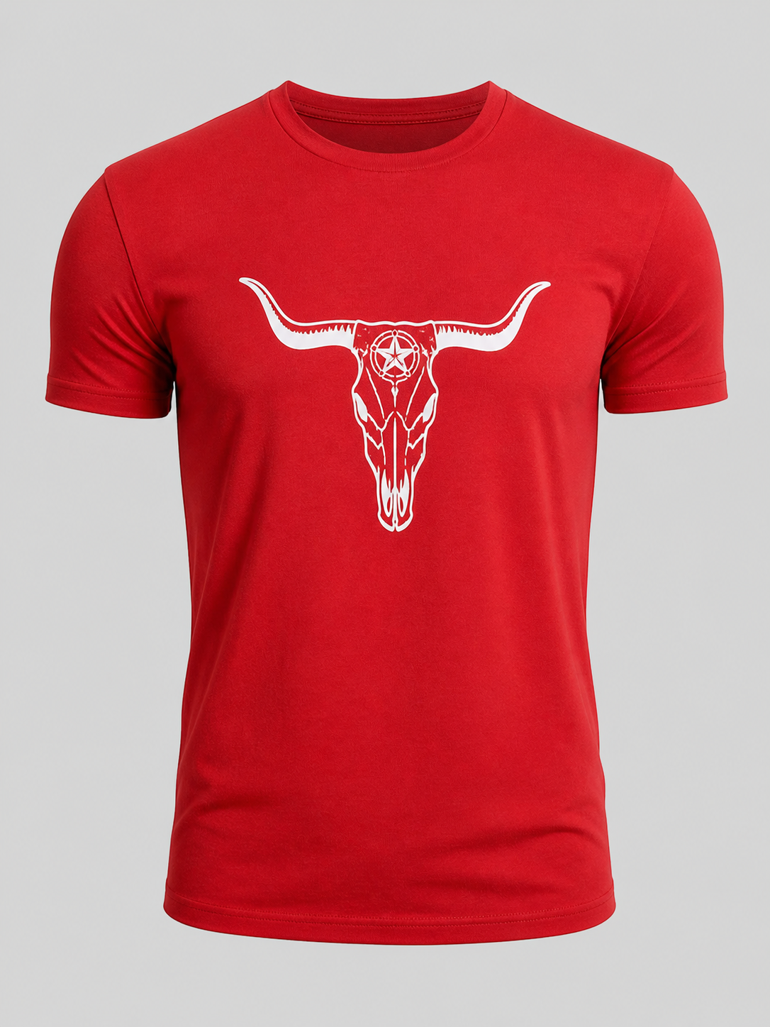 🔥CLEARANCE SALE🔥 Western Bull Skull Graphic T-Shirt - Red
