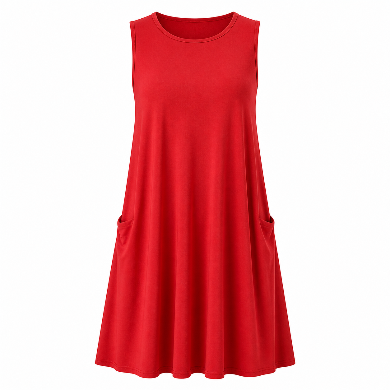 🔥CLEARANCE SALE🔥 Sleeveless Pocket Swing Dress - Red