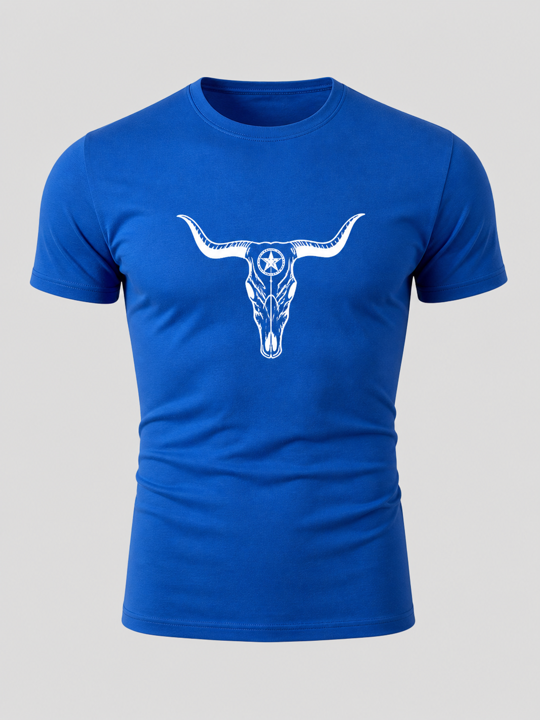 🔥CLEARANCE SALE🔥 Western Bull Skull Graphic T-Shirt - Royal Blue