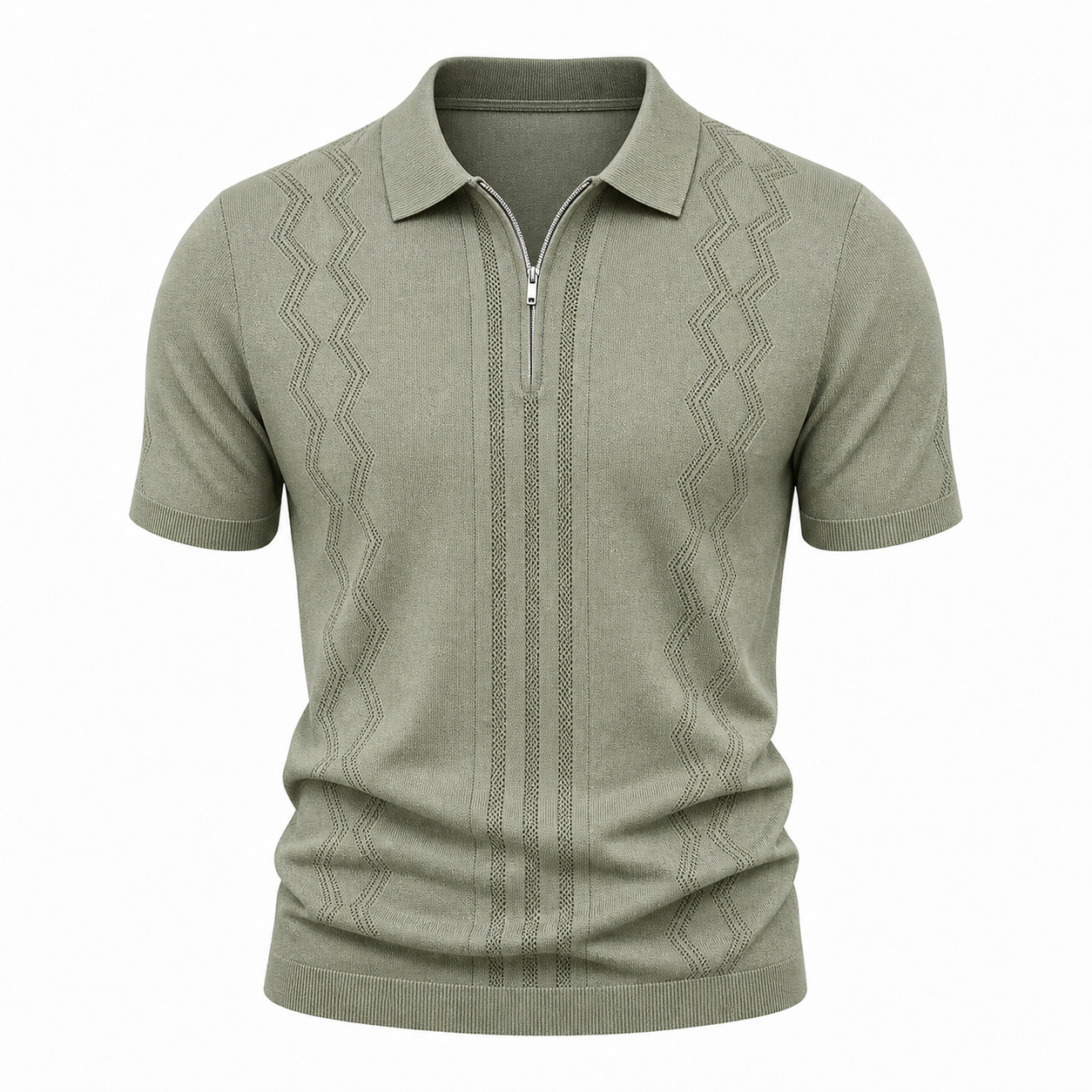 🔥CLEARANCE SALE🔥 Short Sleeve Knit Zip Polo - Sage
