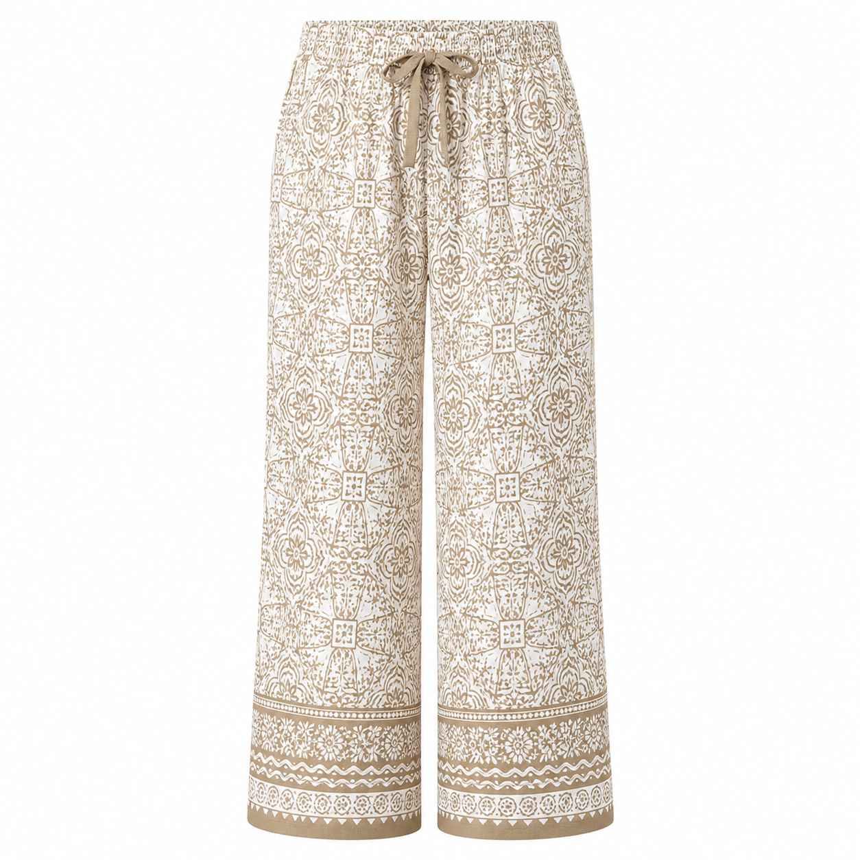 🔥CLEARANCE SALE🔥 Printed Wide-Leg Pull-On Pants - Sand Beige